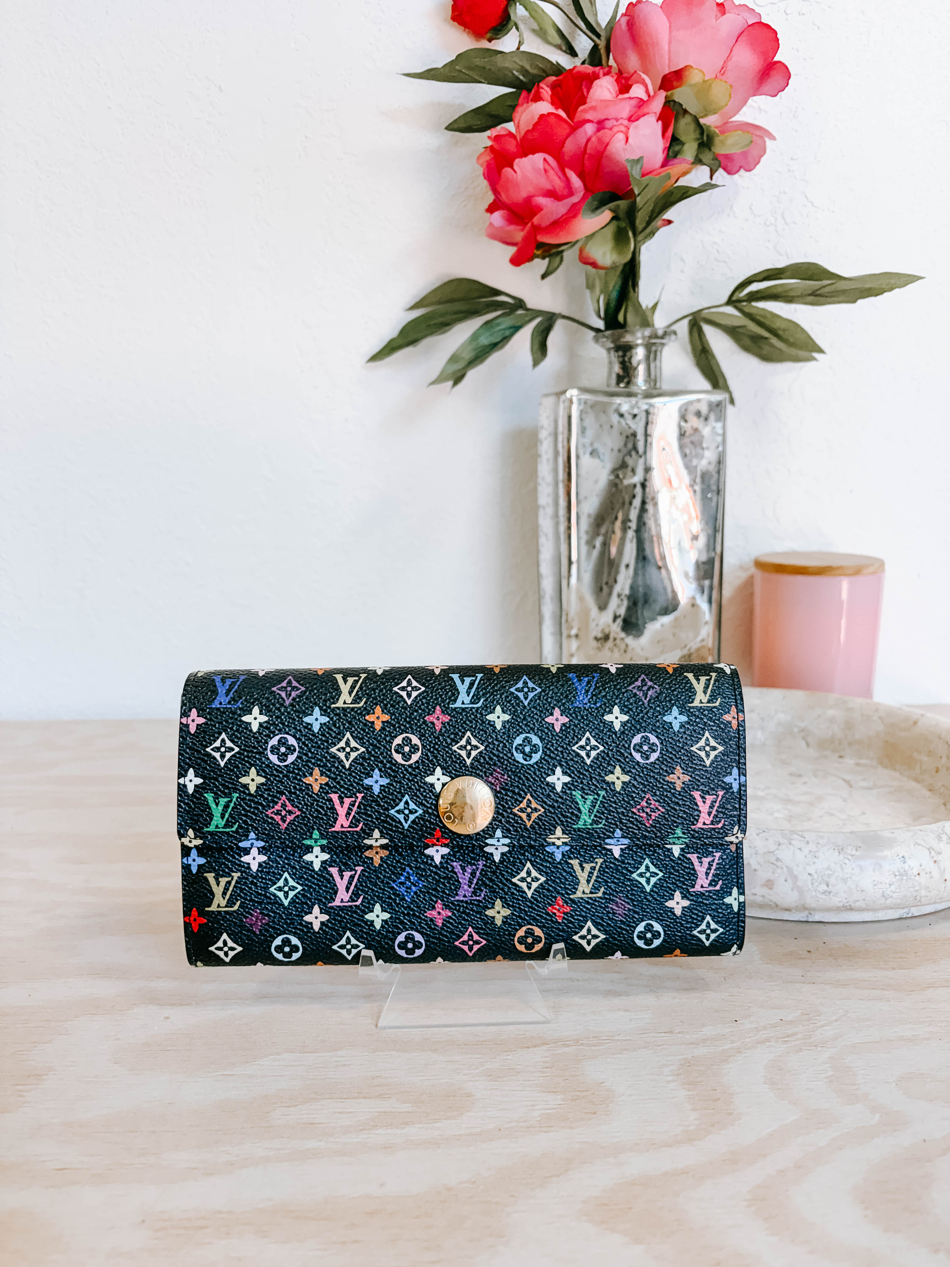 Pre-Owned Louis Vuitton Black Multicolor Monogram Sarah Wallet *Final Sale*
