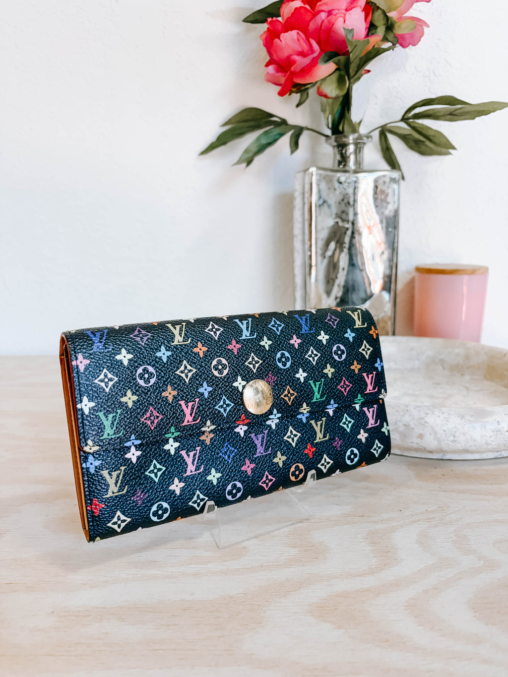 Pre-Owned Louis Vuitton Black Multicolor Monogram Sarah Wallet *Final Sale*