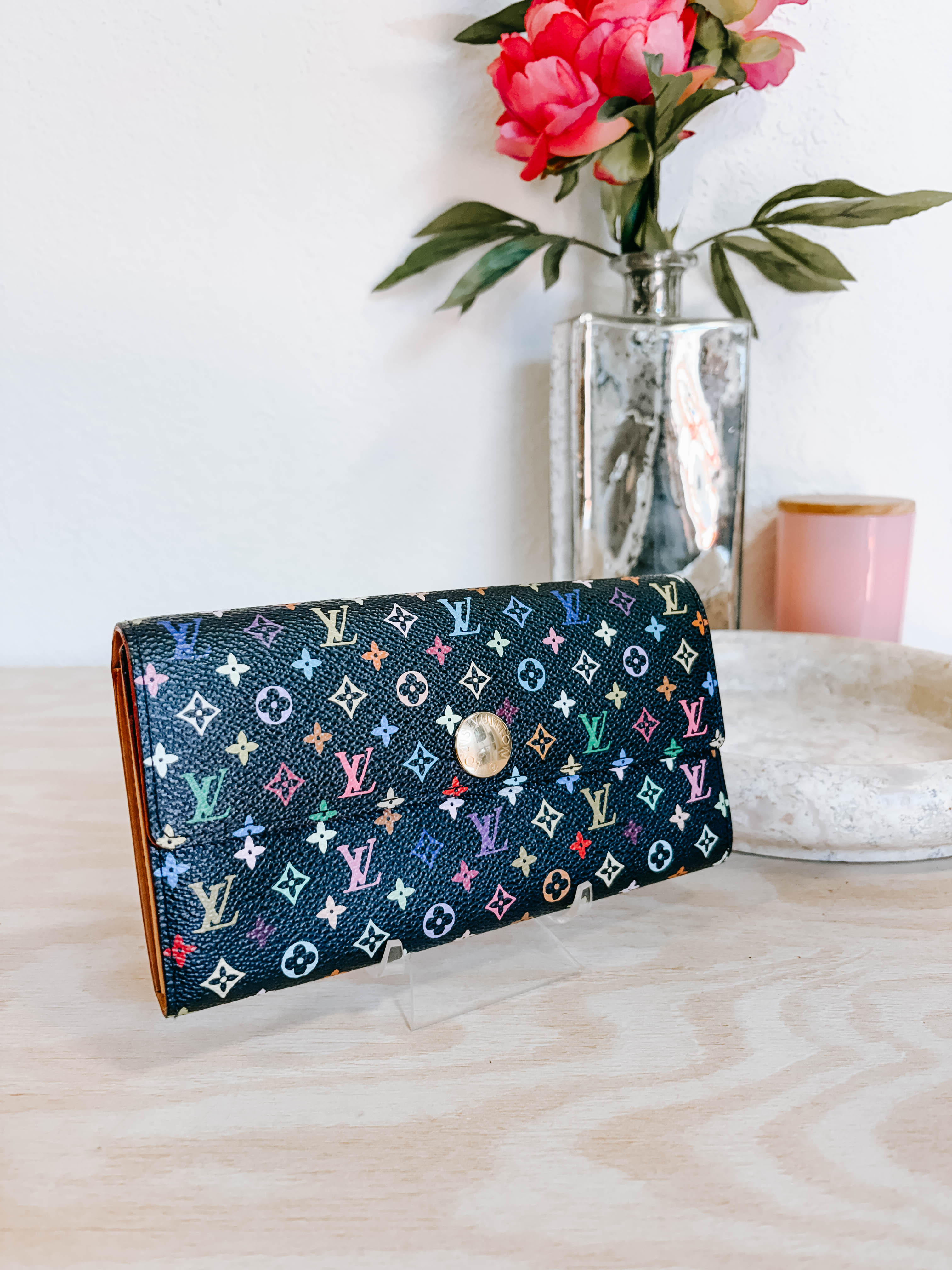 Pre-Owned Louis Vuitton Black Multicolor Monogram Sarah Wallet *Final Sale*
