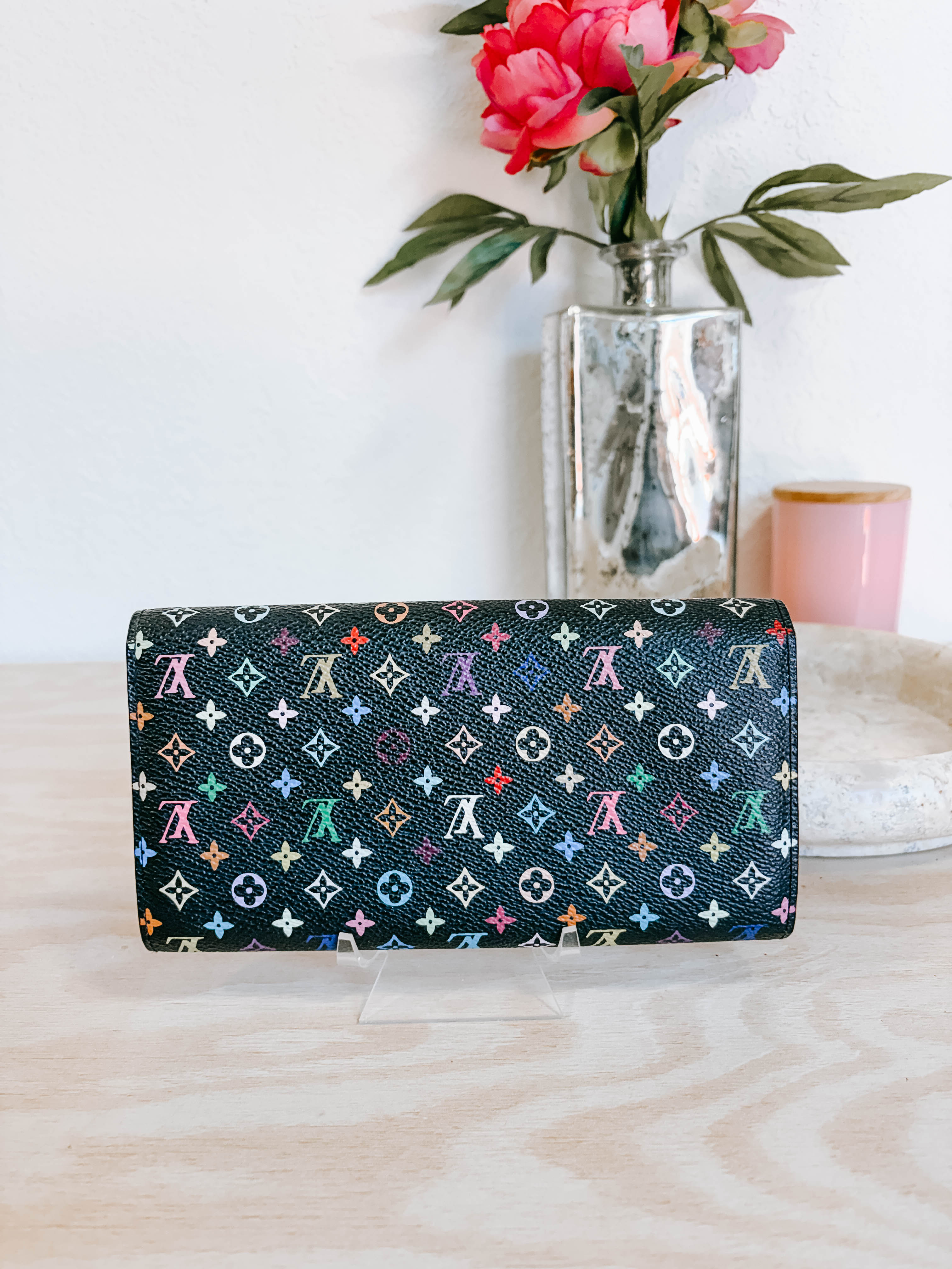 Pre-Owned Louis Vuitton Black Multicolor Monogram Sarah Wallet *Final Sale*