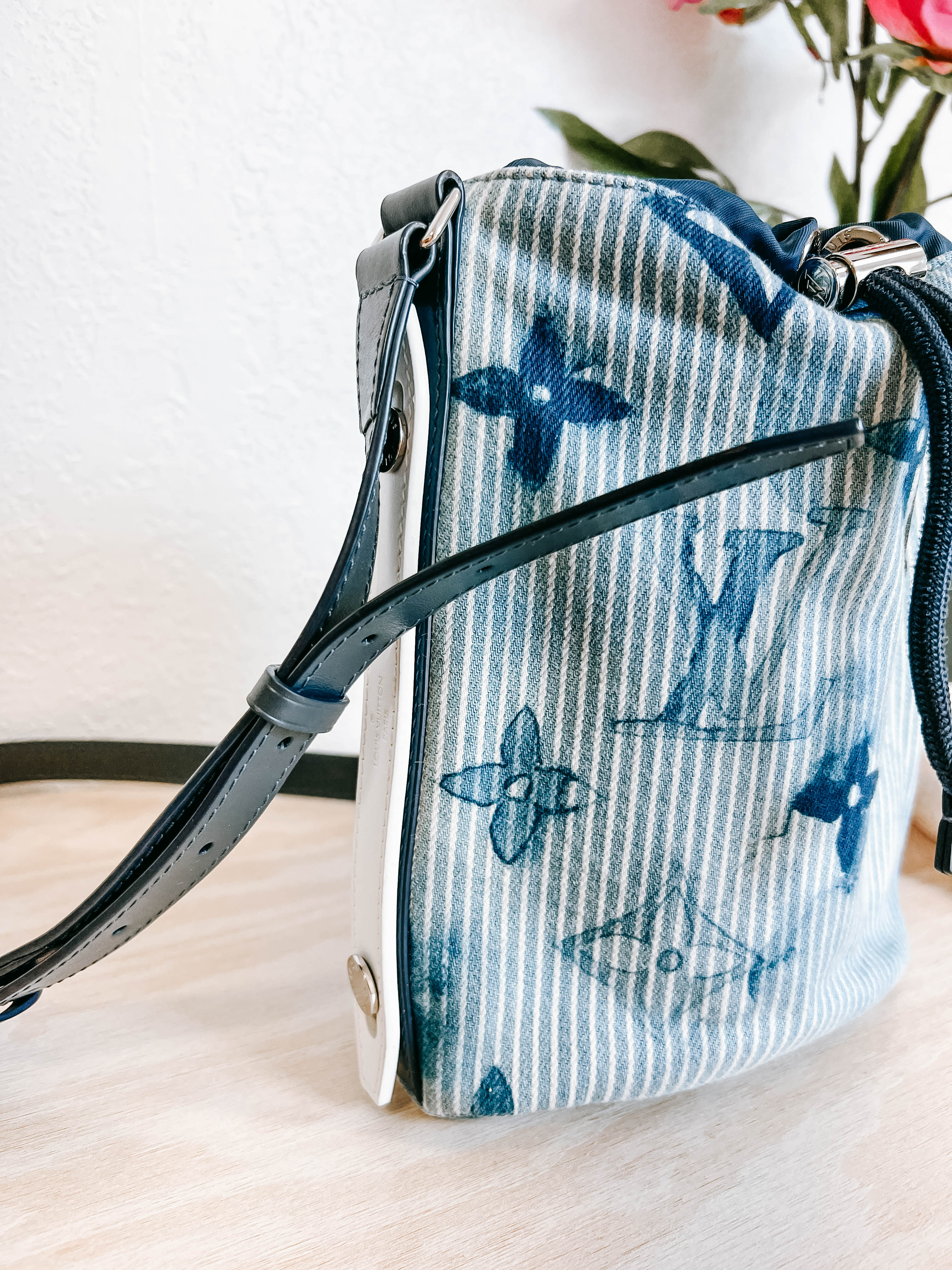 Pre-Owned LV Monogram Watercolor Sac Marin BB Denim