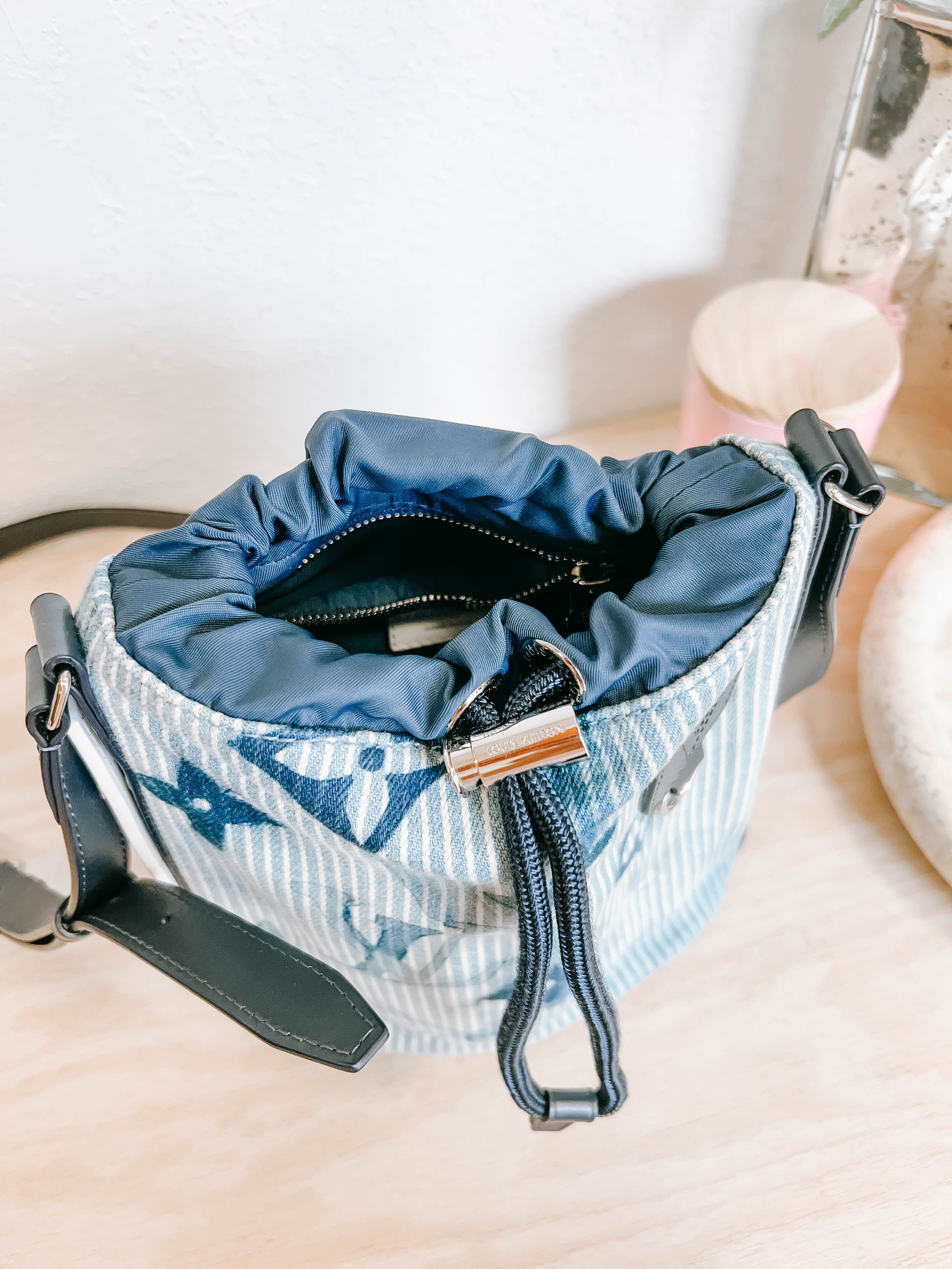 Pre-Owned LV Monogram Watercolor Sac Marin BB Denim