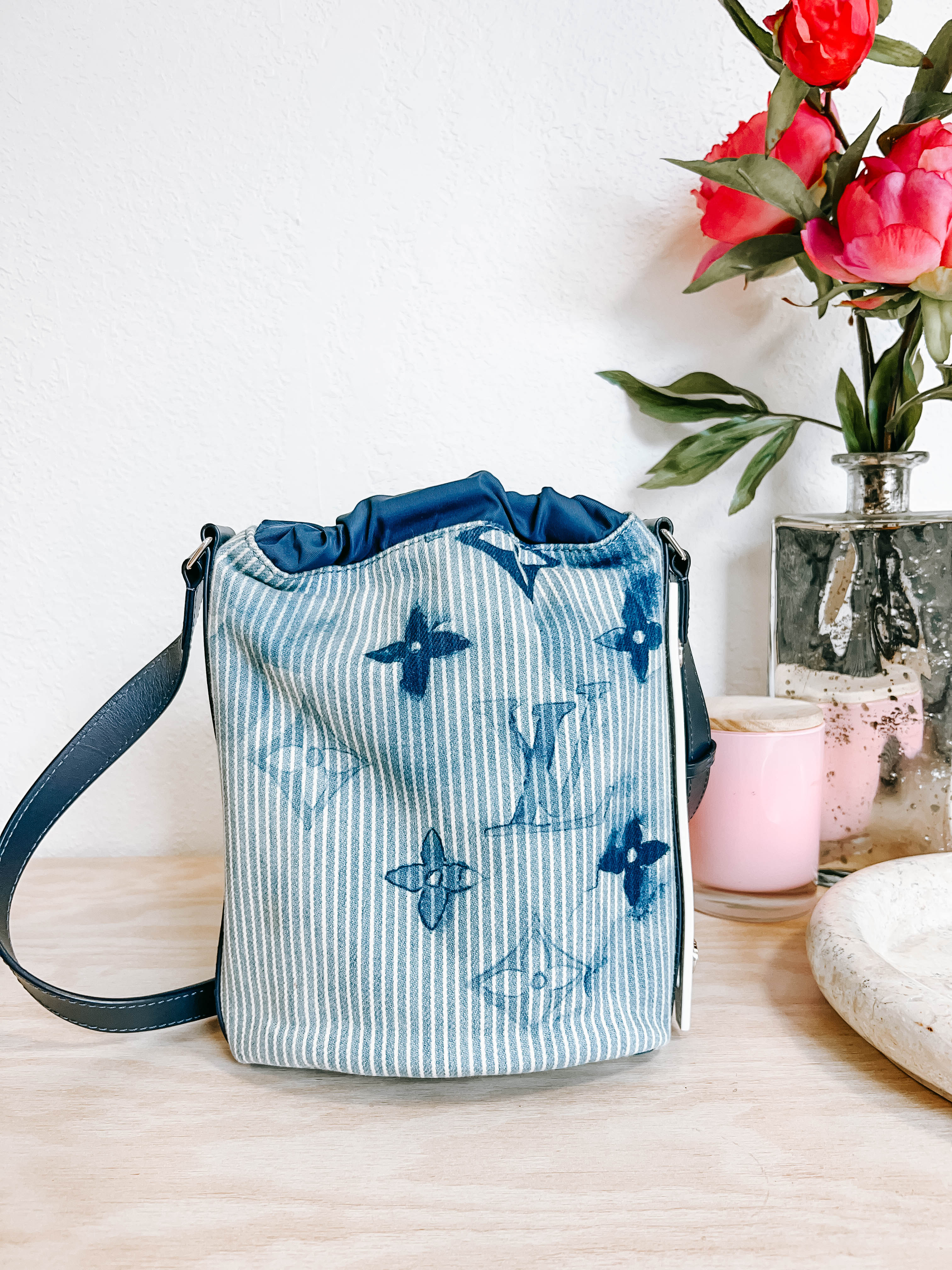 Pre-Owned LV Monogram Watercolor Sac Marin BB Denim