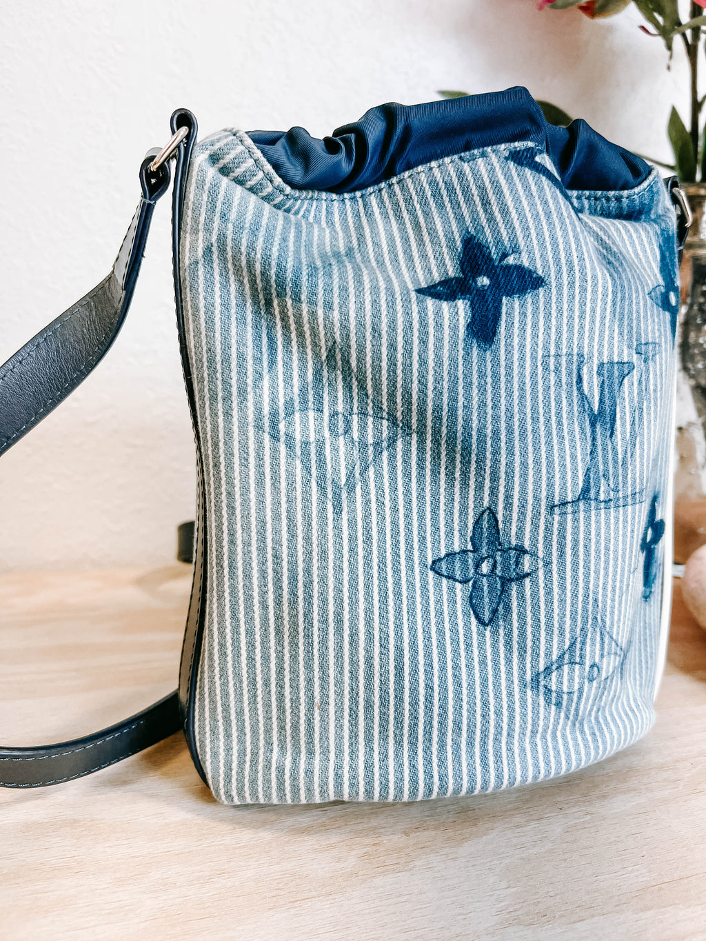Pre-Owned LV Monogram Watercolor Sac Marin BB Denim