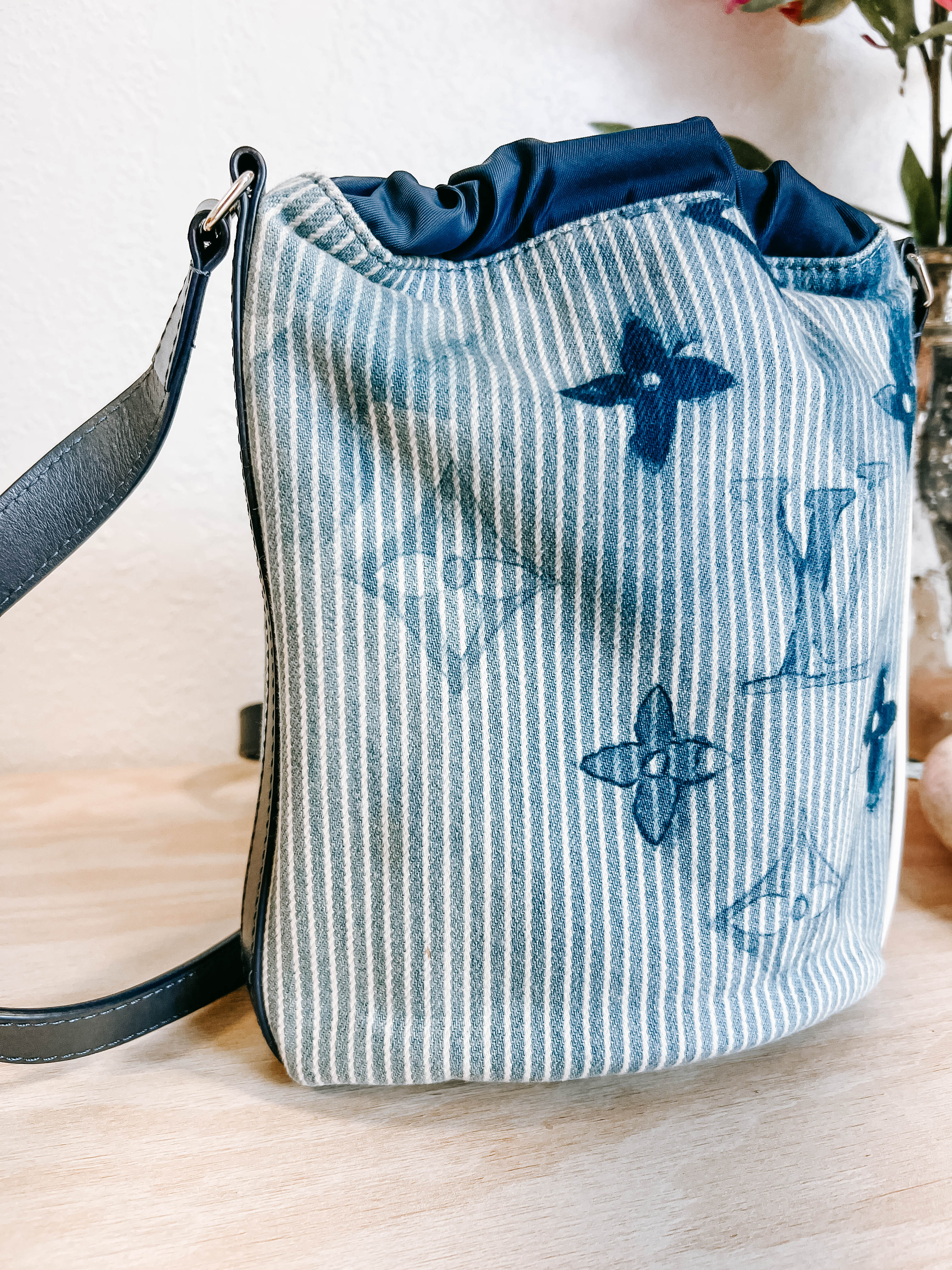 Pre-Owned LV Monogram Watercolor Sac Marin BB Denim