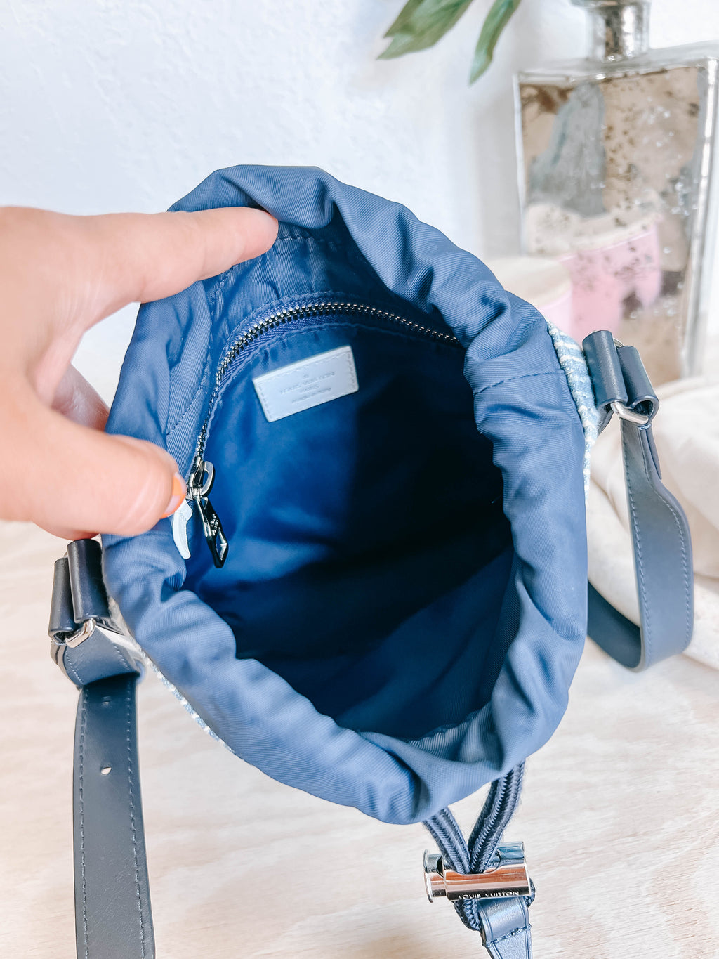Pre-Owned LV Monogram Watercolor Sac Marin BB Denim