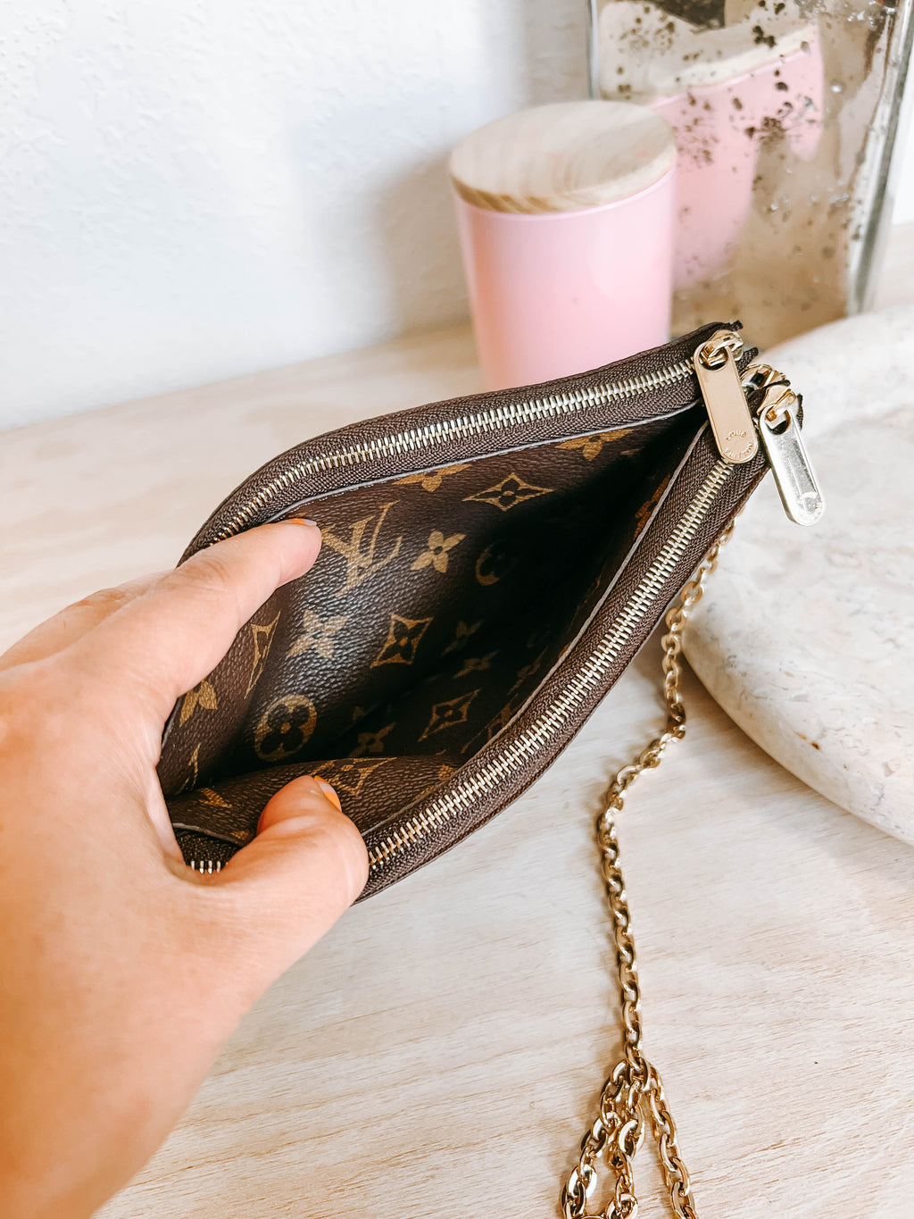 Pre-Owned LV Monogram Blooming Flowers Double Zip Pochette