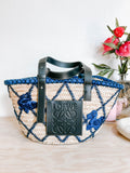 Pre-Owned Loewe Medium Animal Embroidered Raffia Basket Bag