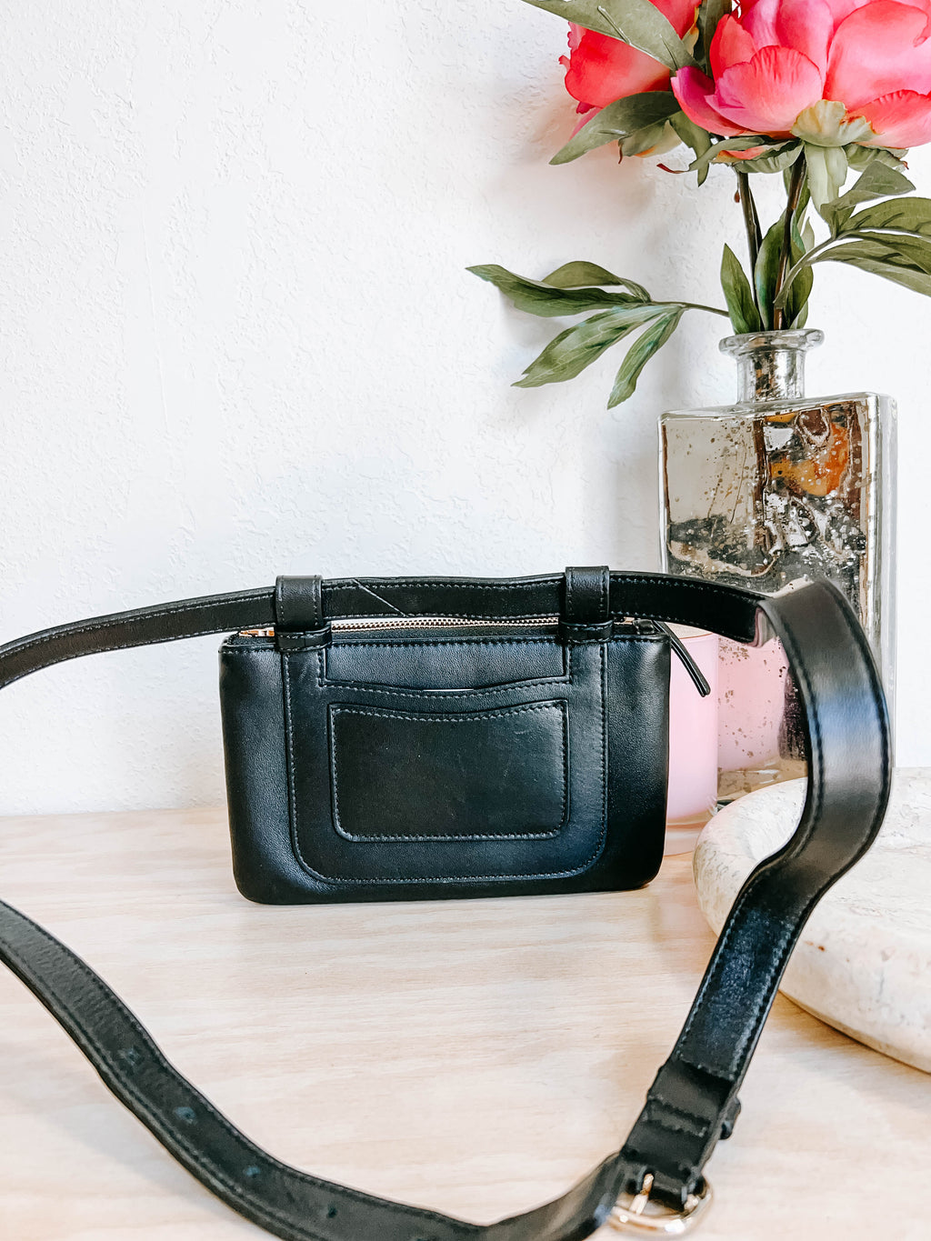 Pre-Owned Chanel CC Mania Waist Bag Black Lambskin Leather