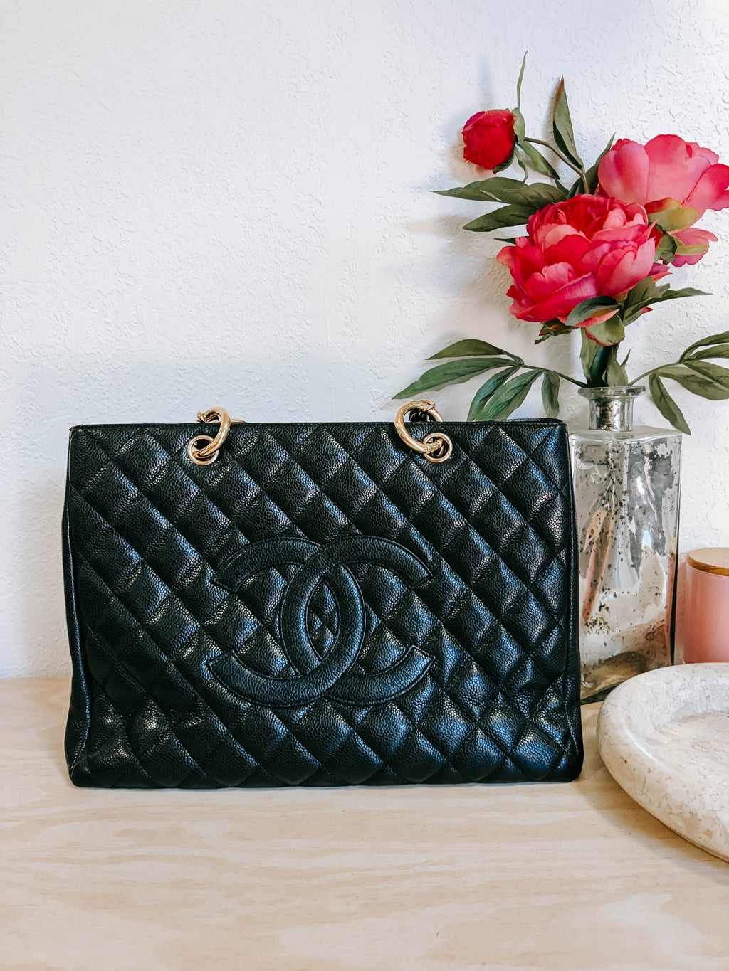 Pre-Owned Chanel Grand Shopper Tote Bag Black Quilted Caviar Leather *Final Sale*