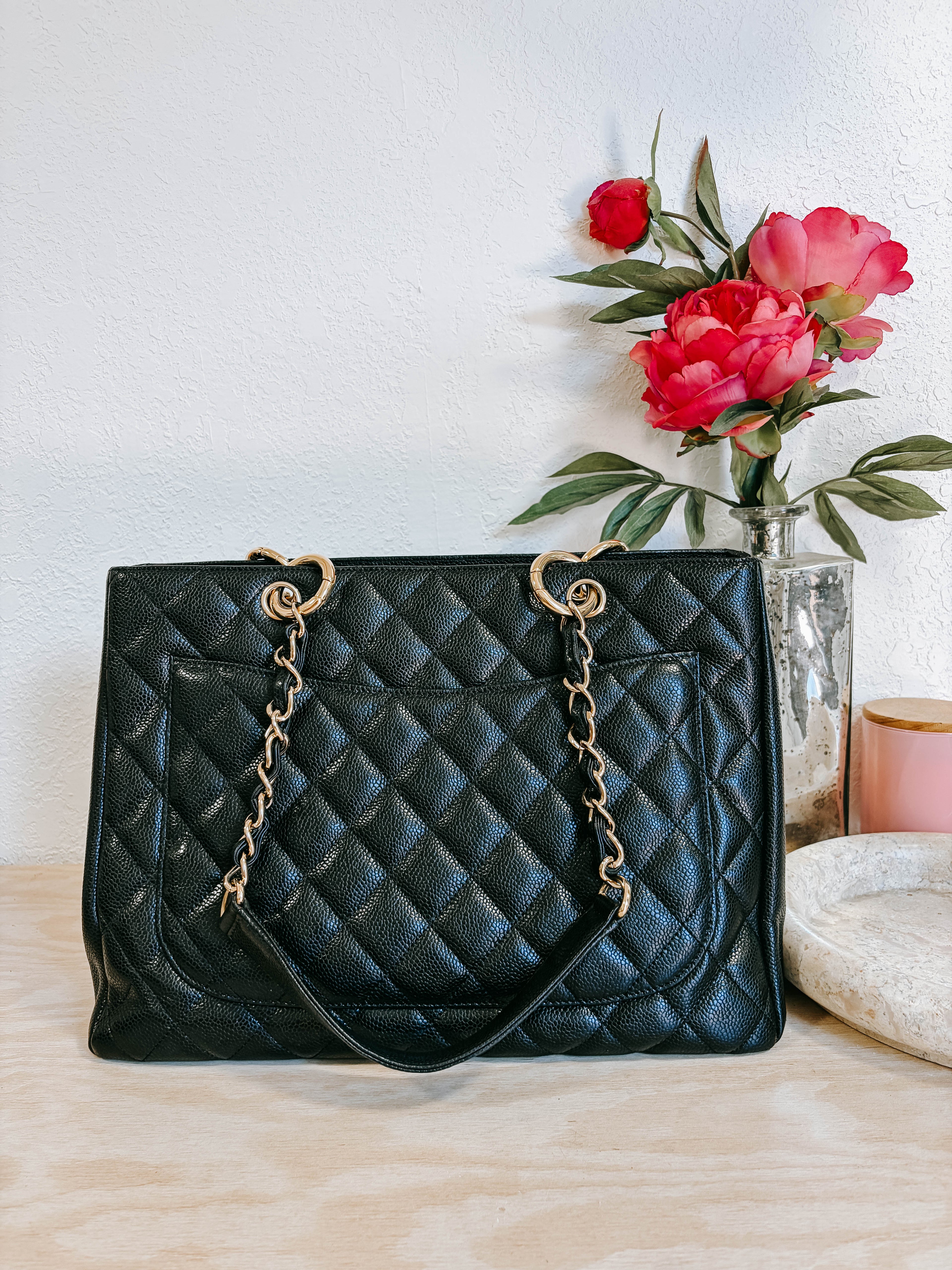 Pre-Owned Chanel Grand Shopper Tote Bag Black Quilted Caviar Leather *Final Sale*