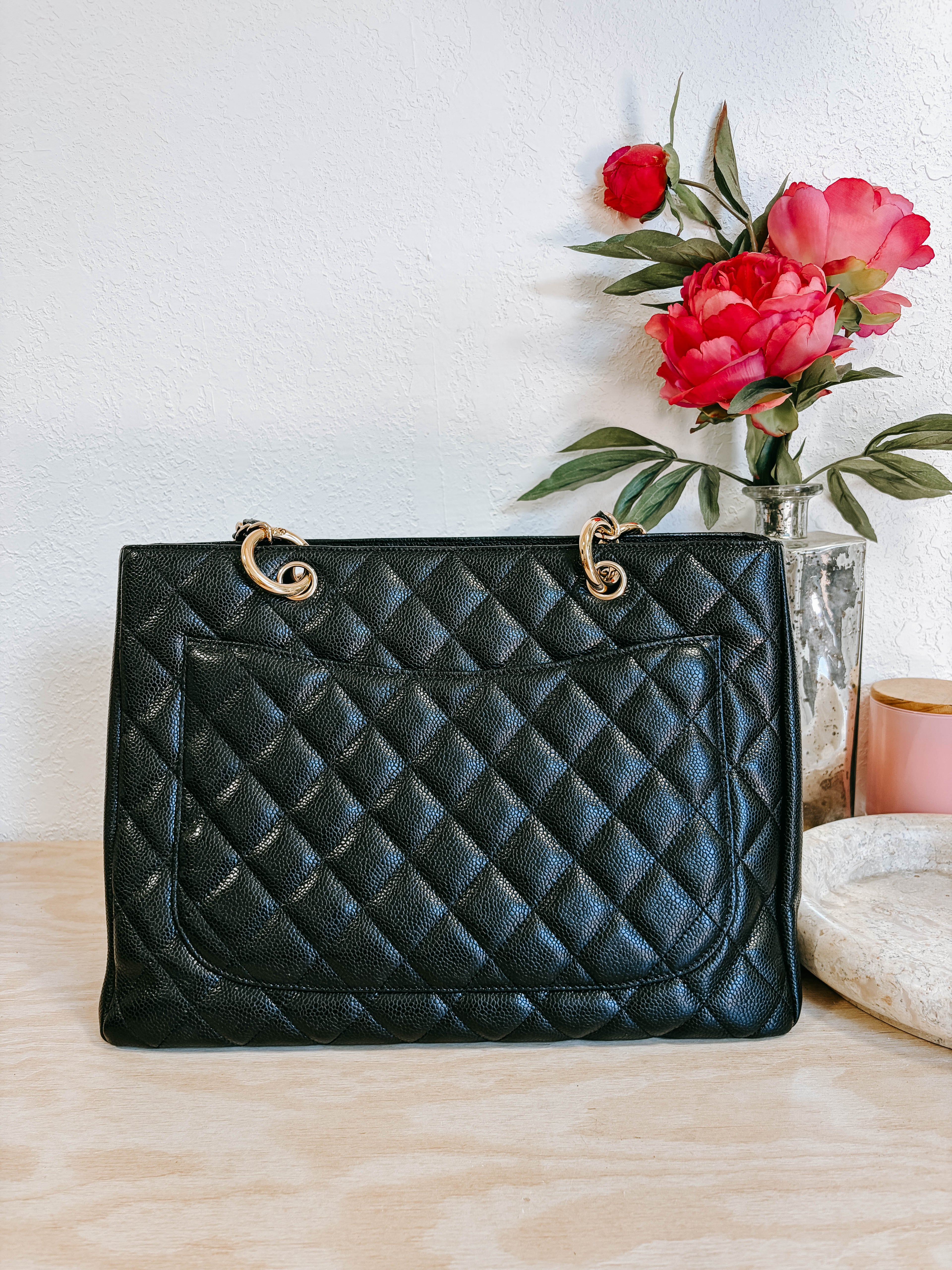 Pre-Owned Chanel Grand Shopper Tote Bag Black Quilted Caviar Leather *Final Sale*