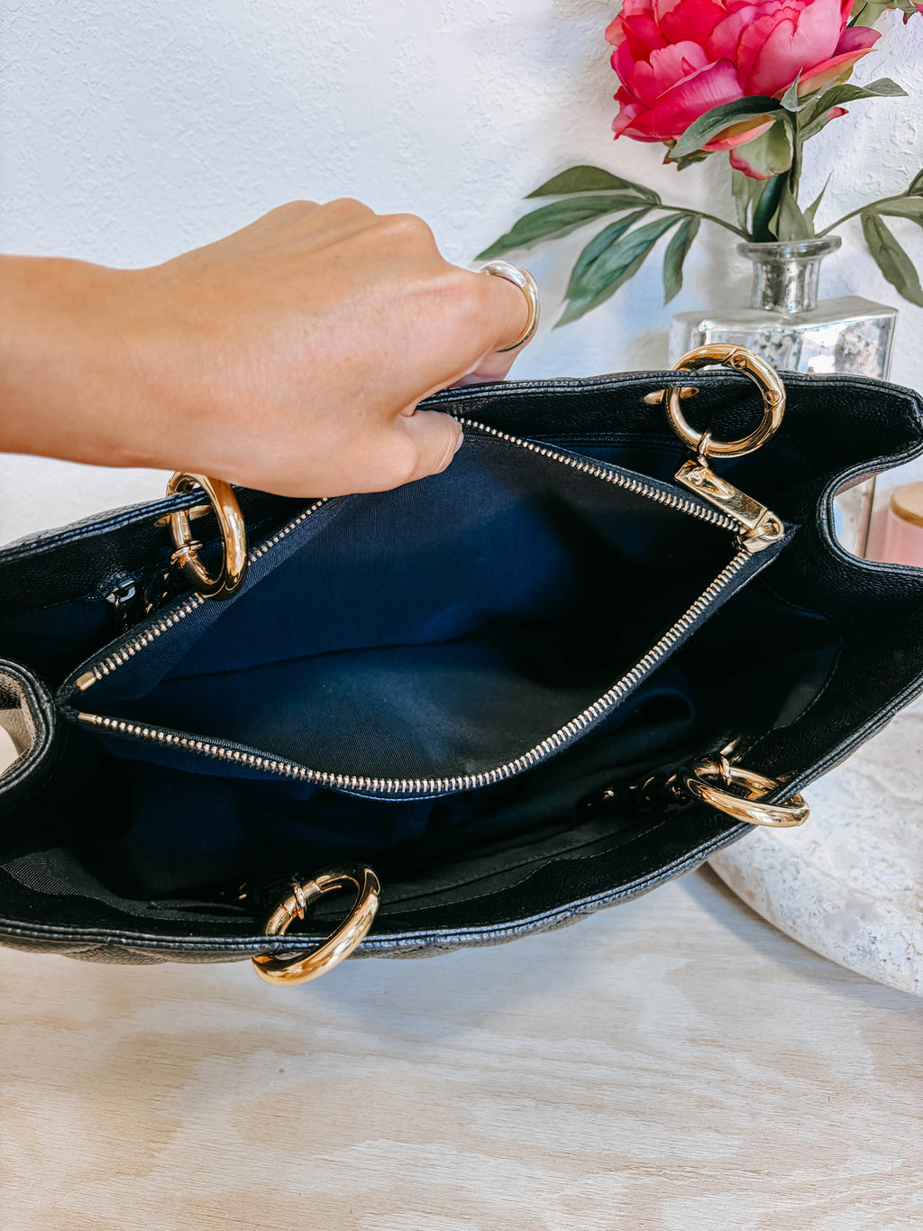 Pre-Owned Chanel Grand Shopper Tote Bag Black Quilted Caviar Leather *Final Sale*