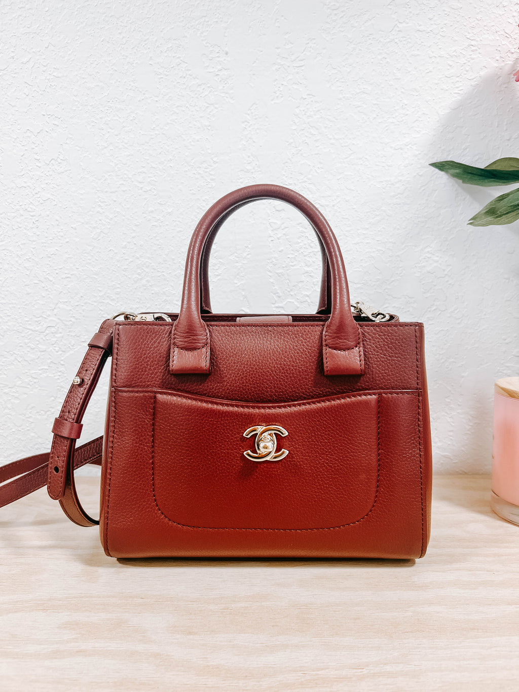 Pre-Owned Chanel Mini Neo Executive Satchel Burgundy