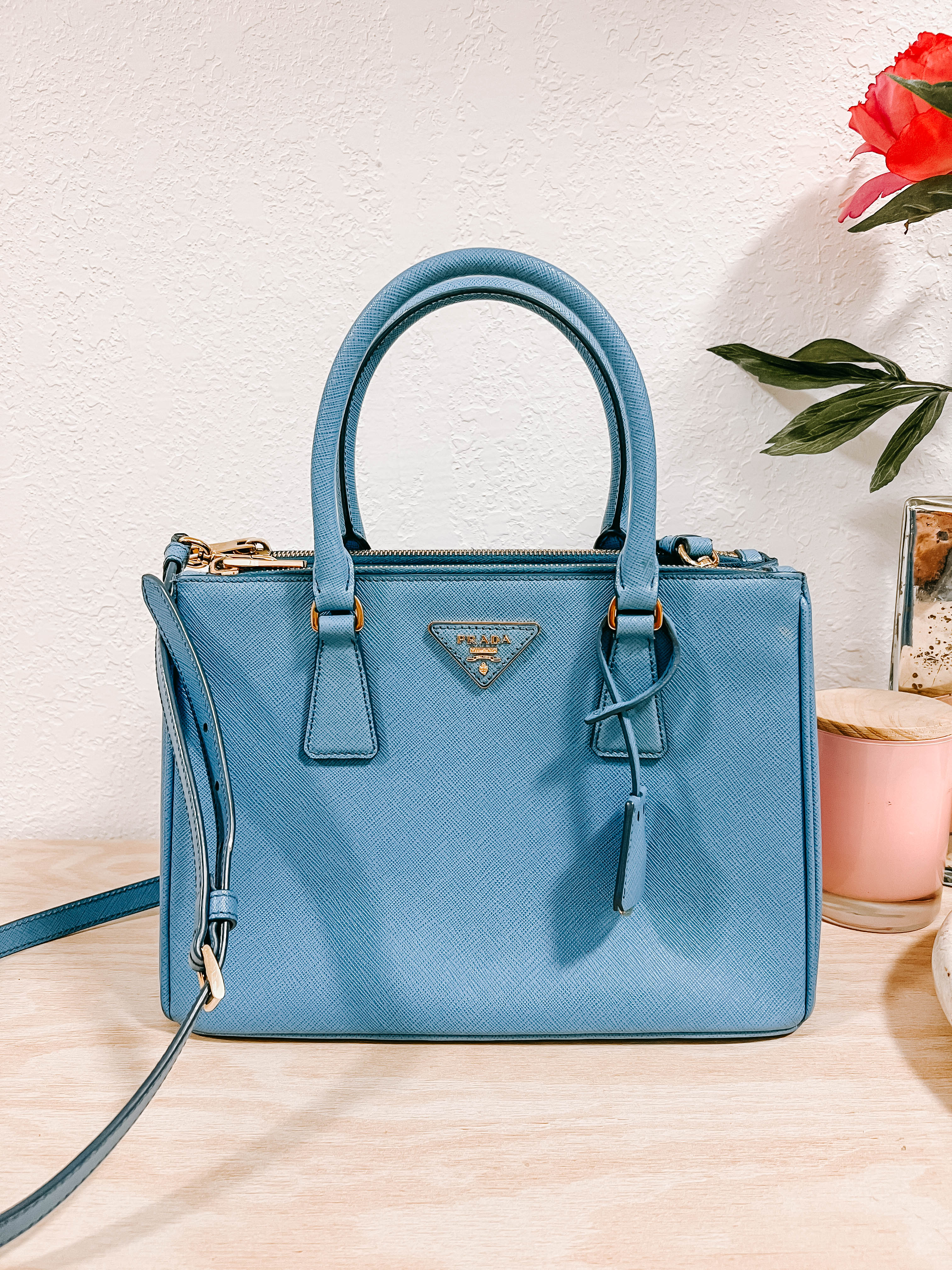 Pre-Owned Prada Medium Saffiano Lux Galleria Double Zip Tote