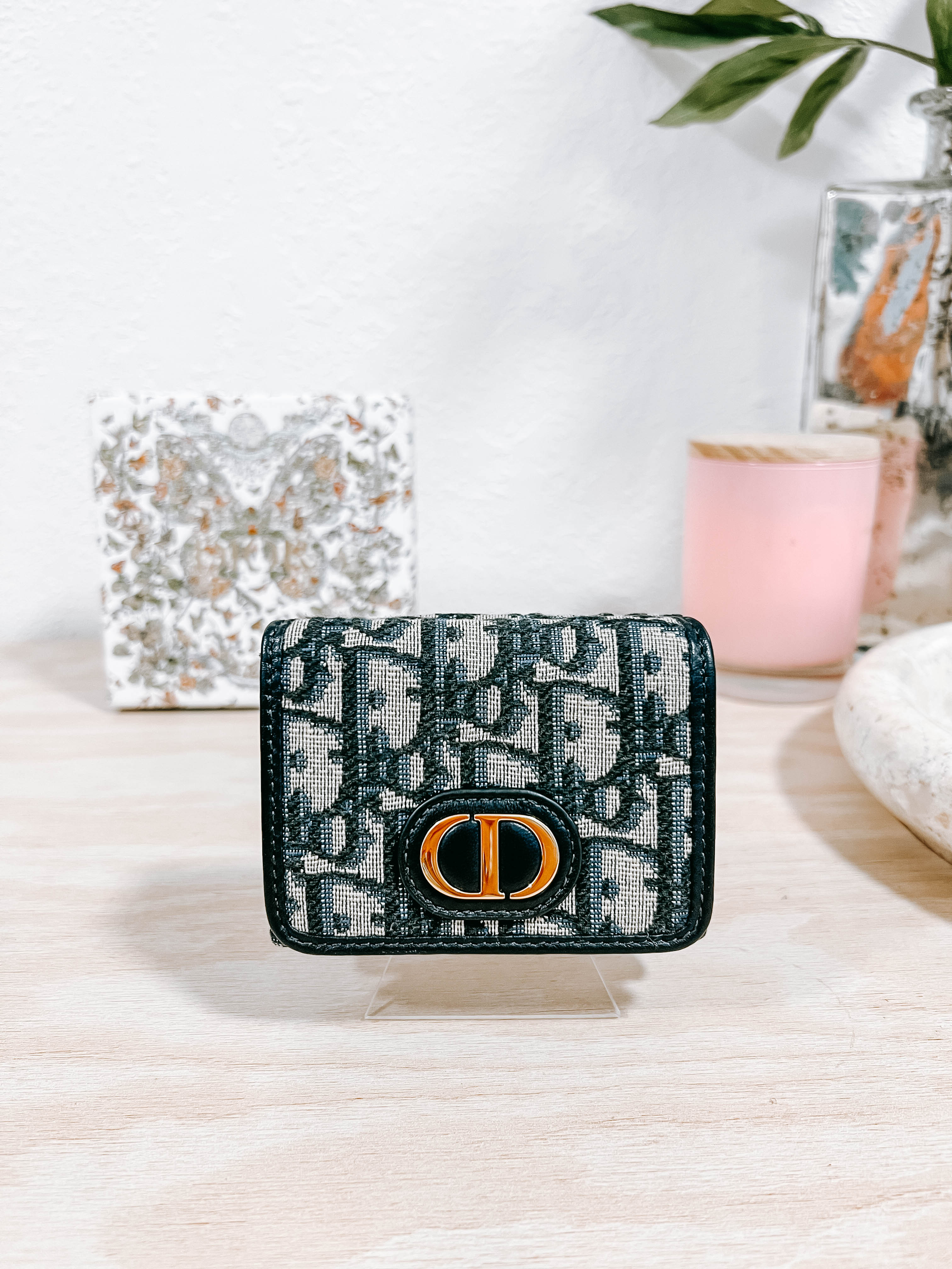 Pre-Owned Dior Oblique Fabric 30 Montaigne Wallet