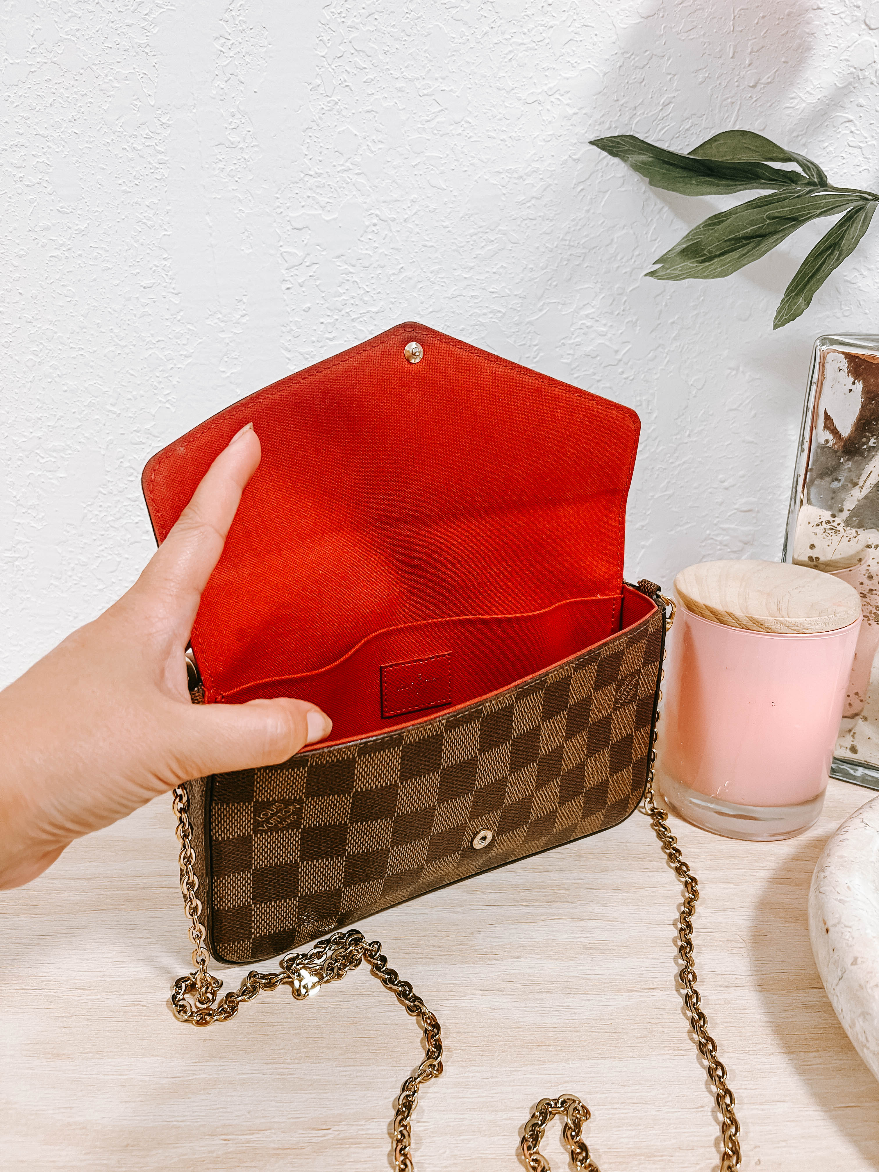 Pre-Owned Louis Vuitton Damier Ebene Felicie Pochette