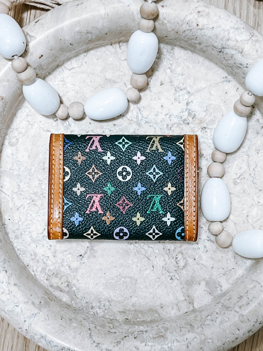 Pre-Owned Louis Vuitton Black Multicolor Murakami Business Card Holder *Final Sale*