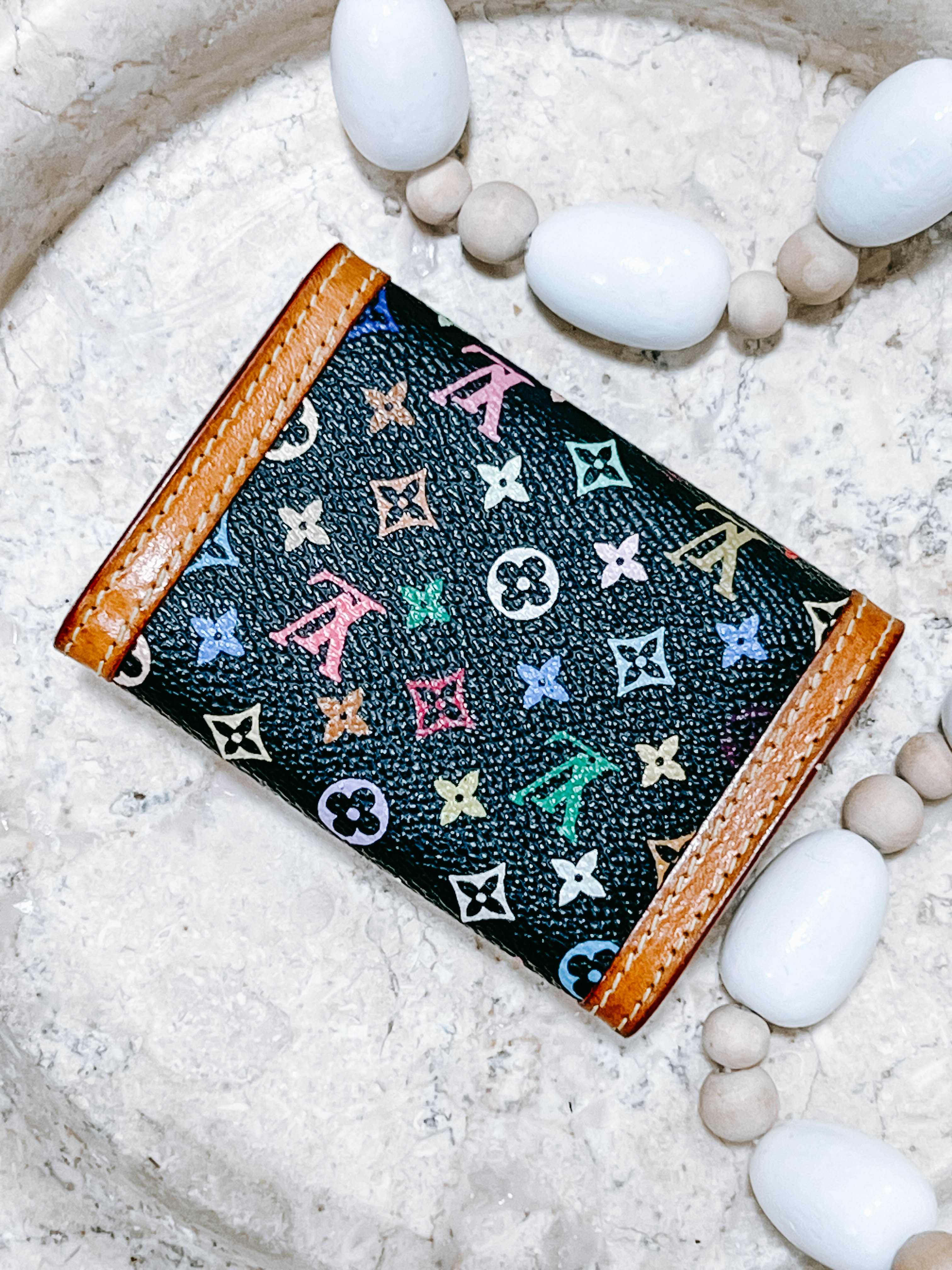 Pre-Owned Louis Vuitton Black Multicolor Murakami Business Card Holder *Final Sale*
