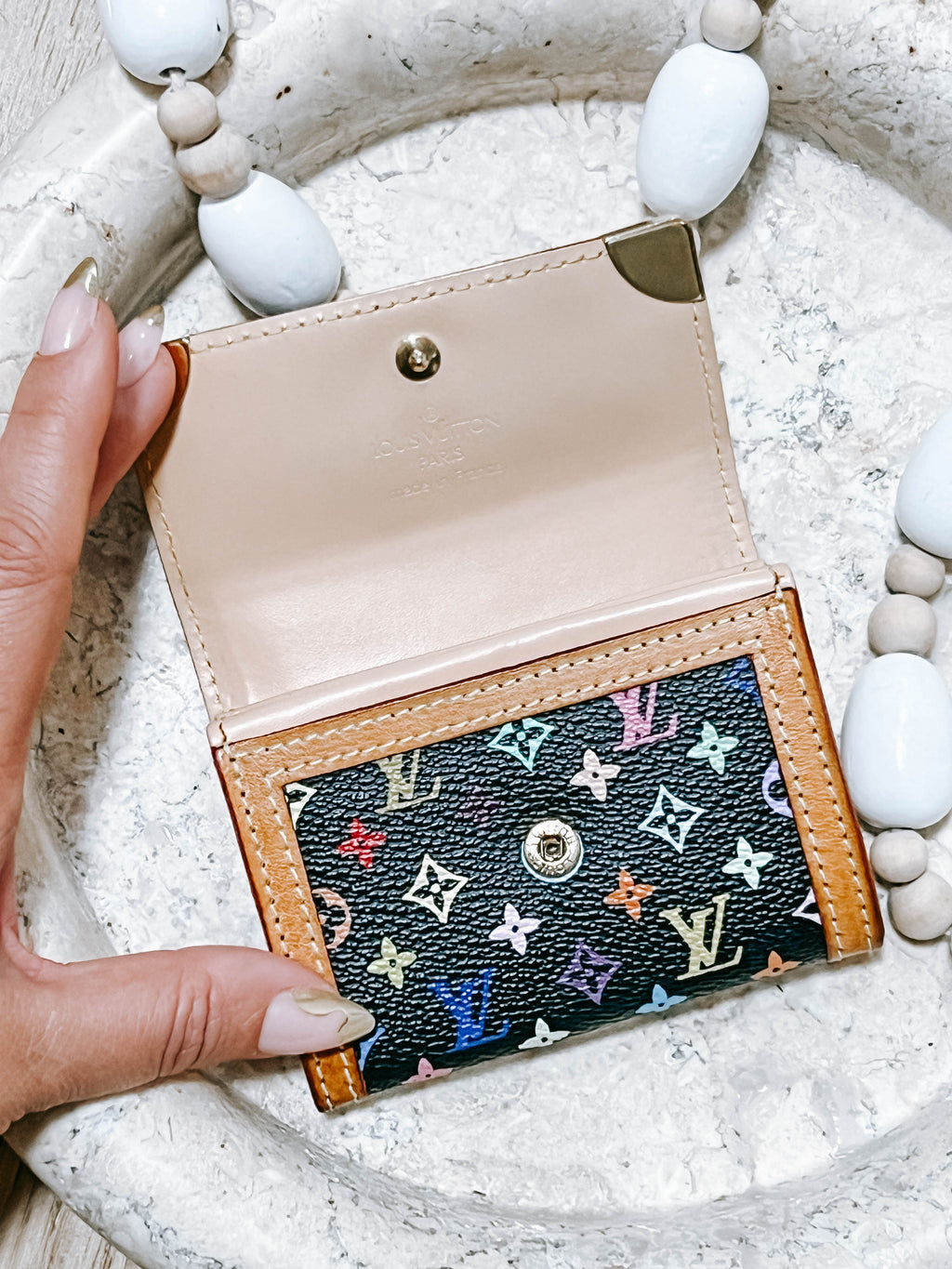 Pre-Owned Louis Vuitton Black Multicolor Murakami Business Card Holder *Final Sale*