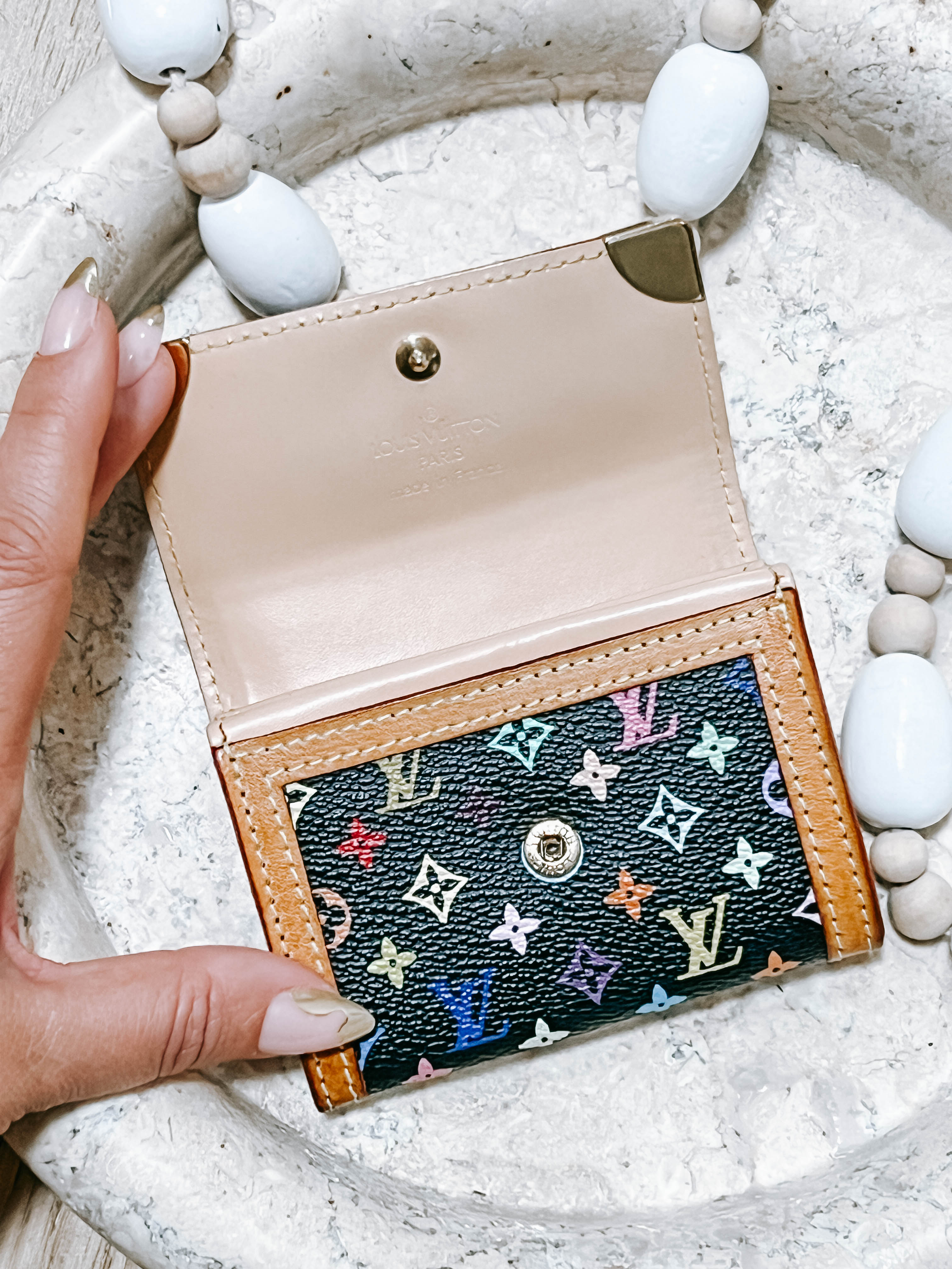 Pre-Owned Louis Vuitton Black Multicolor Murakami Business Card Holder *Final Sale*