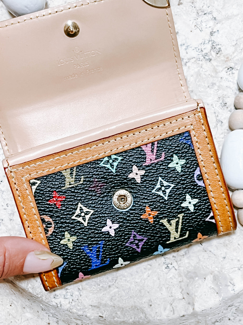 Pre-Owned Louis Vuitton Black Multicolor Murakami Business Card Holder *Final Sale*