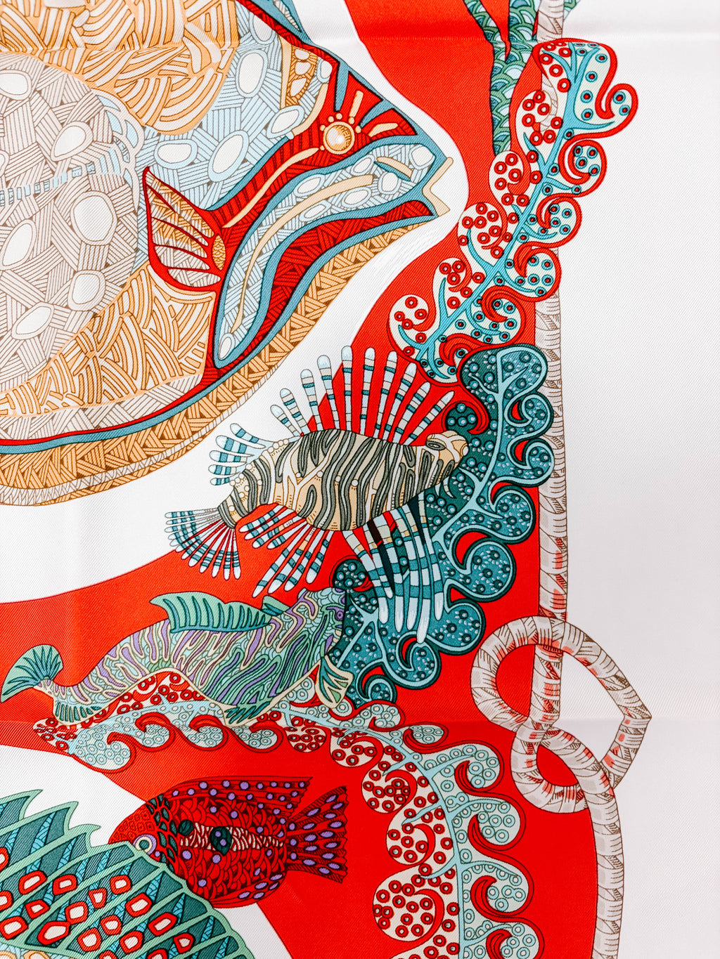 Pre-Owned Hermes Carre 90 Scarf Grands Fonds Deep Sea Fish *Final Sale*