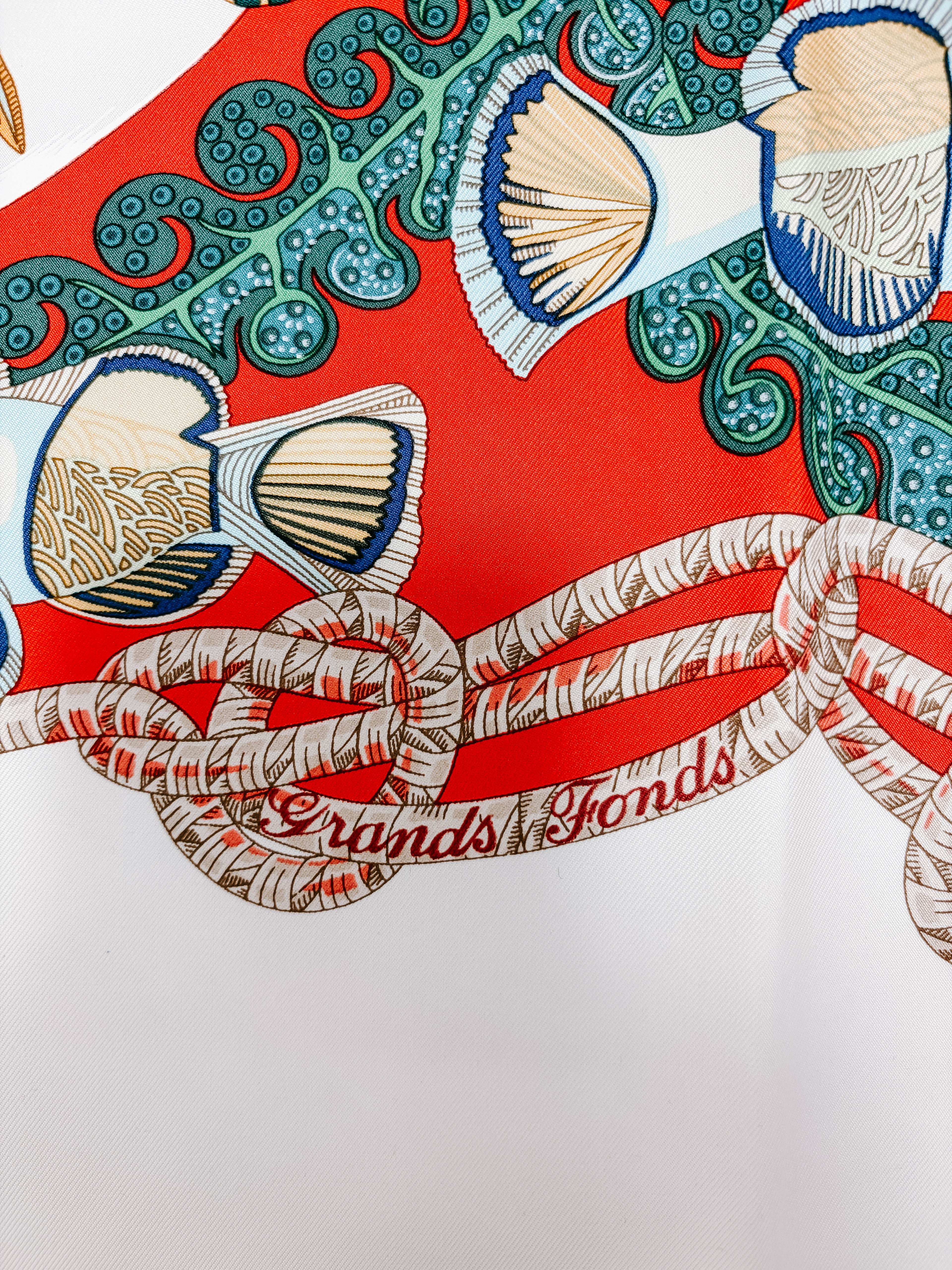 Pre-Owned Hermes Carre 90 Scarf Grands Fonds Deep Sea Fish *Final Sale*