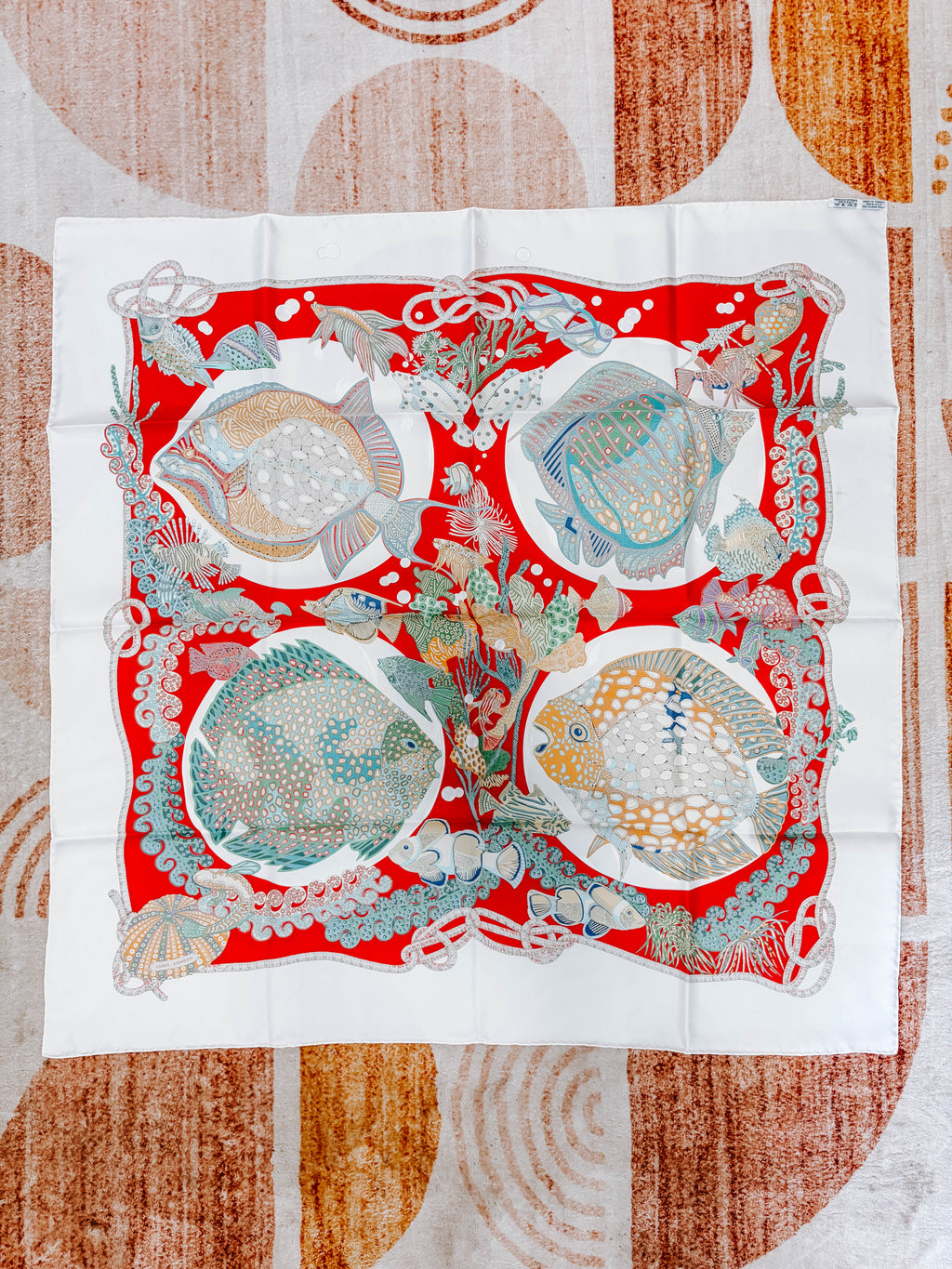 Pre-Owned Hermes Carre 90 Scarf Grands Fonds Deep Sea Fish *Final Sale*
