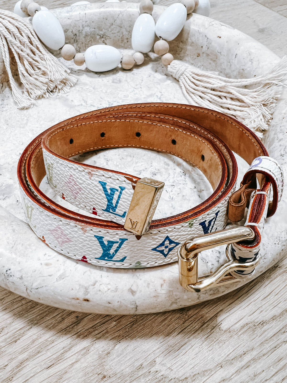 LV Murakami White Multicolor 80cm Belt