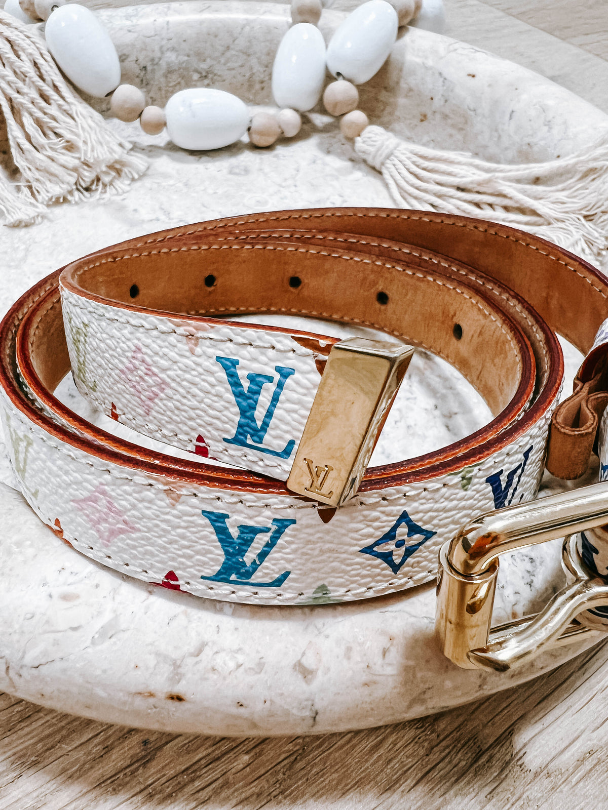 LV Murakami White Multicolor 80cm Belt