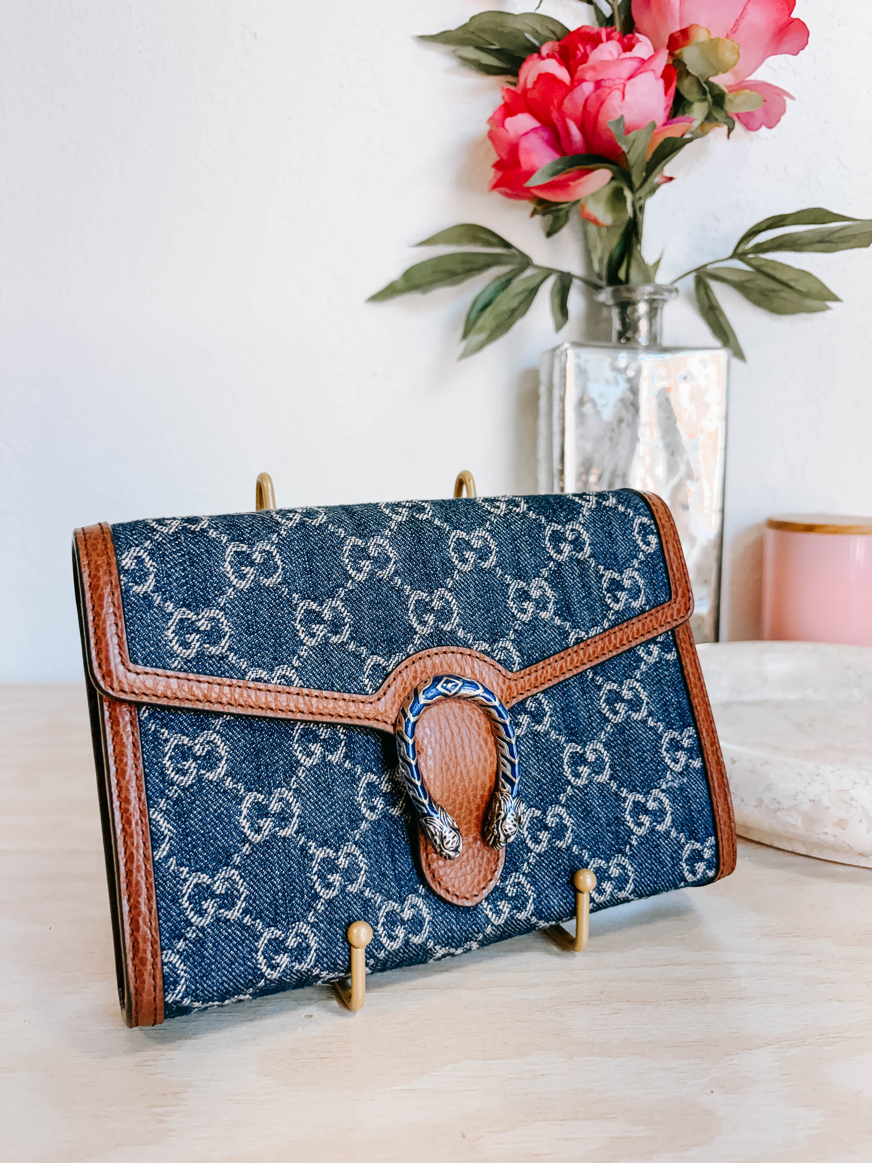 Pre-Owned Gucci Dionysus Denim Wallet on Chain *Final Sale*