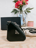 Pre-Owned Prada Black Triangle Double Zip Pouch Crossbody Bag