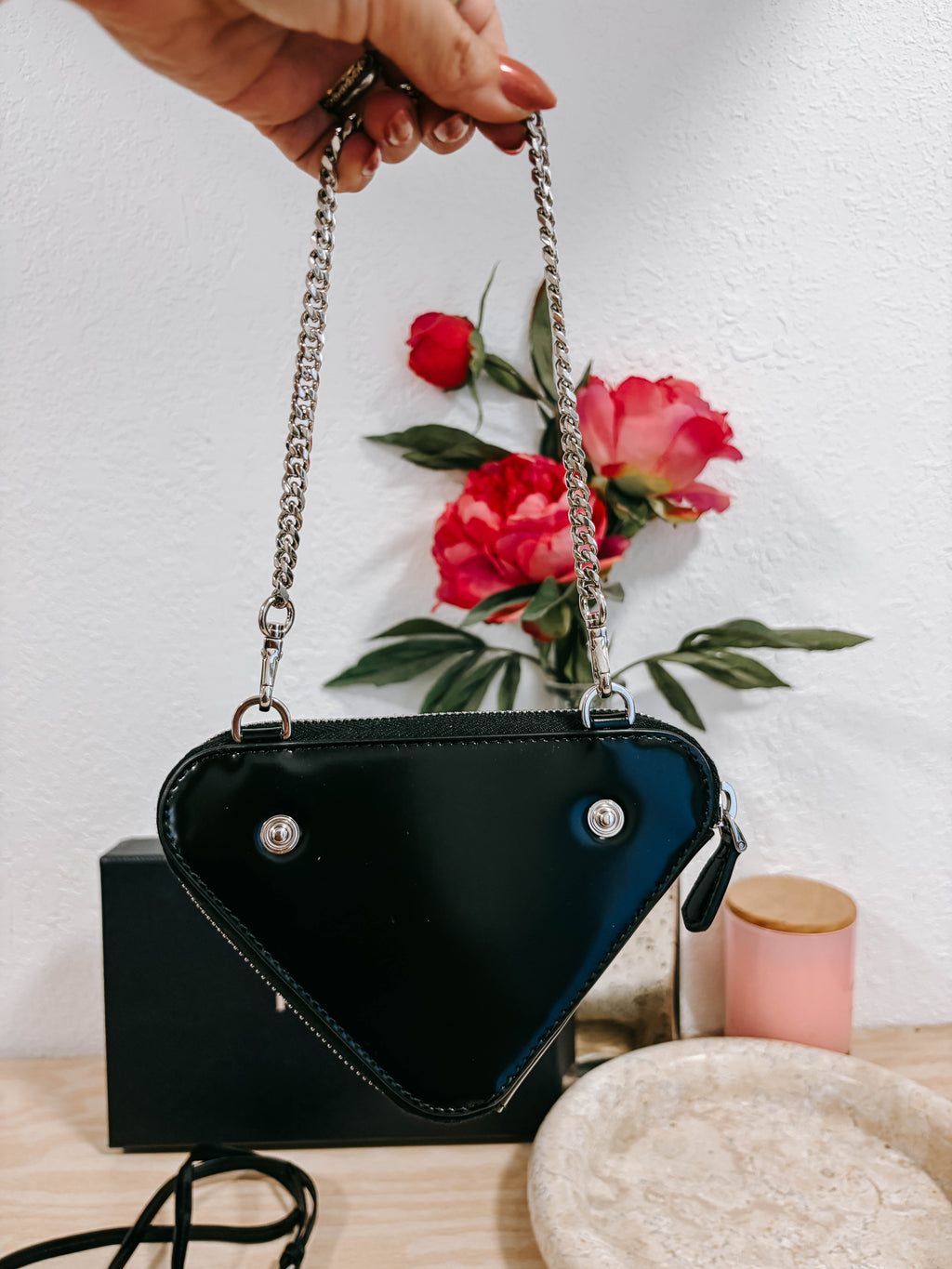 Pre-Owned Prada Black Triangle Double Zip Pouch Crossbody Bag