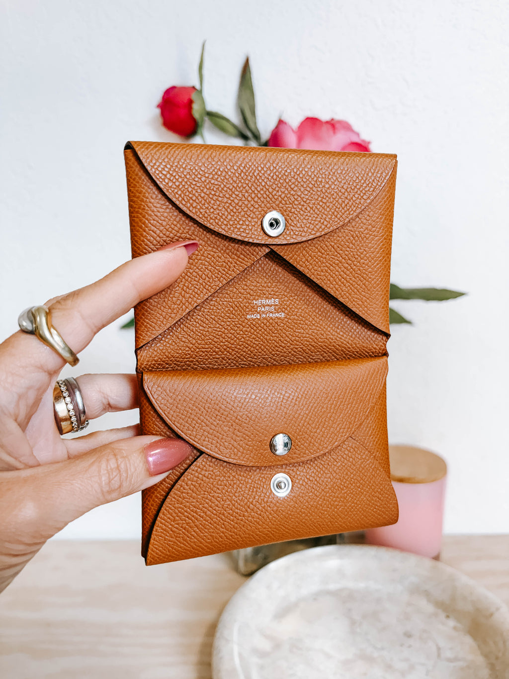 Pre-Owned Hermes Calvi Duo Compact Card Holder