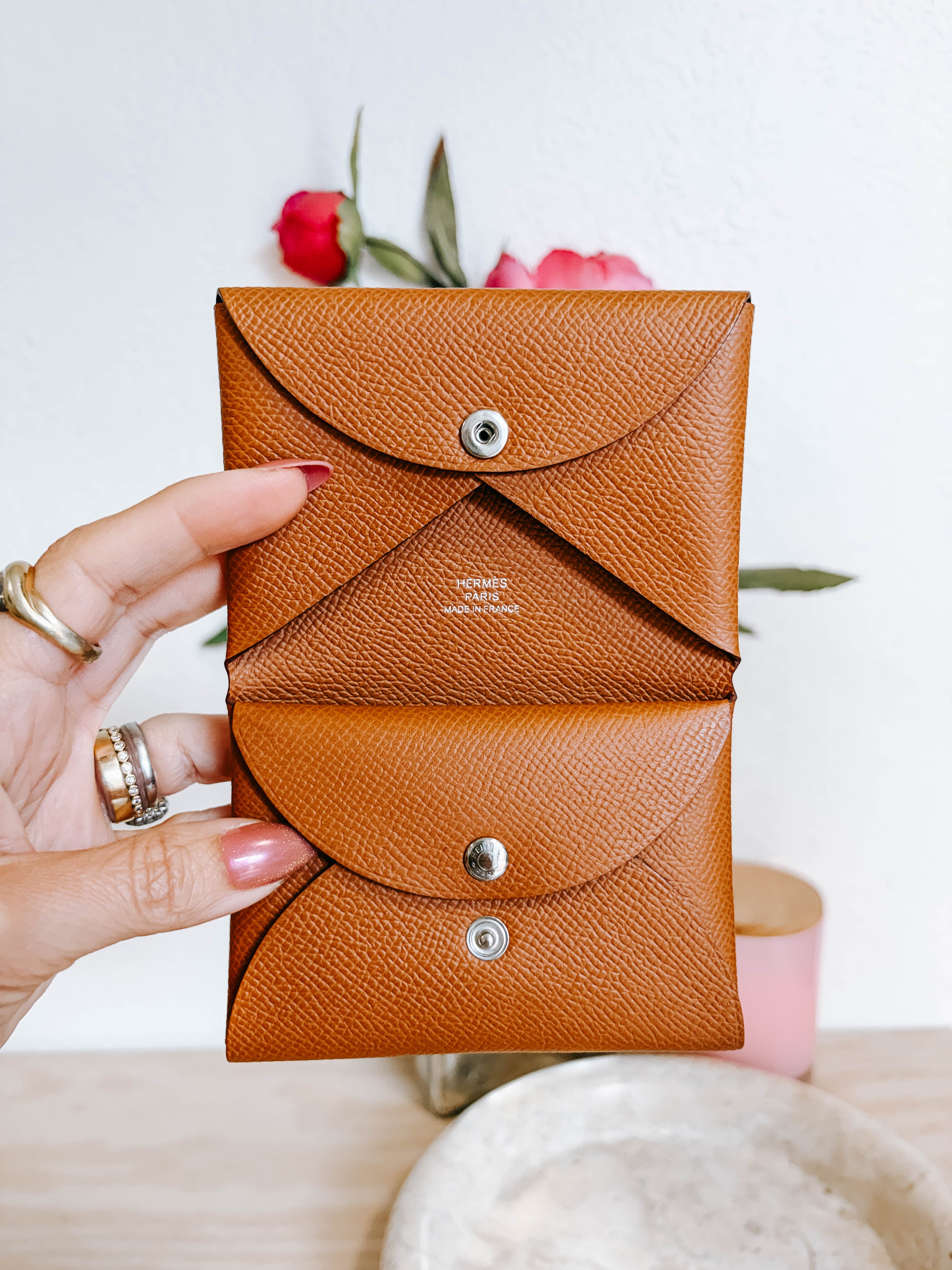 Pre-Owned Hermes Calvi Duo Compact Card Holder
