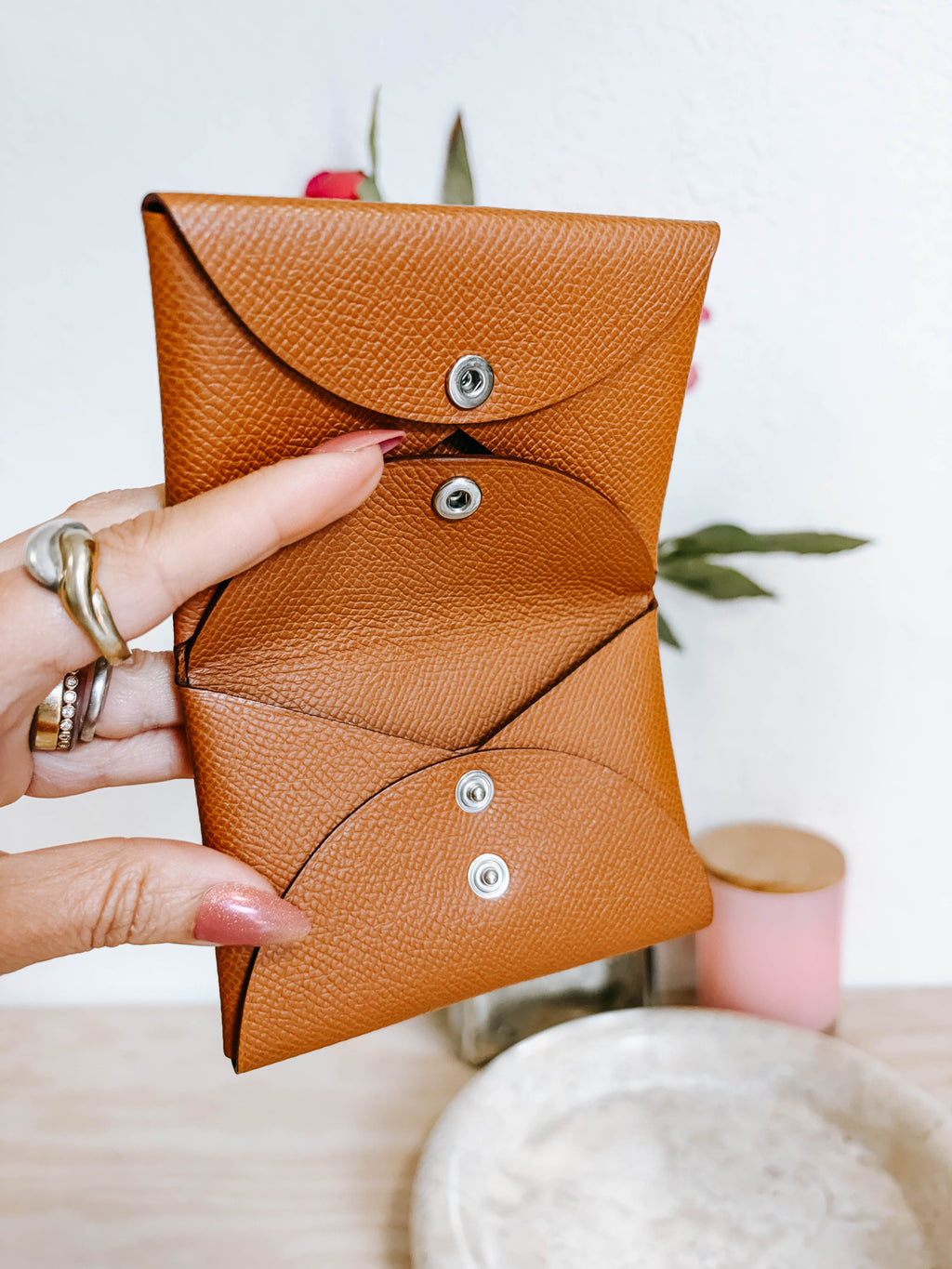 Pre-Owned Hermes Calvi Duo Compact Card Holder