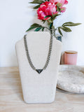 Upcycled Prada Triangle Logo Necklace - Silver Flat Link Chain