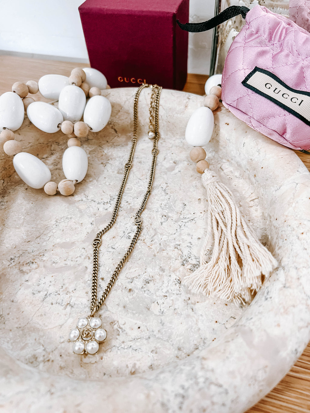 Gucci Pearl Double G Neacklace
