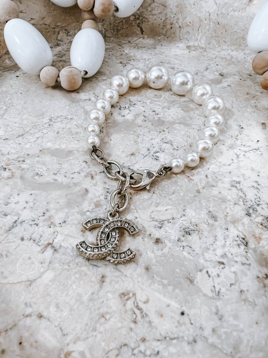 Chanel Graduated Pearl Crystal CC Bracelet