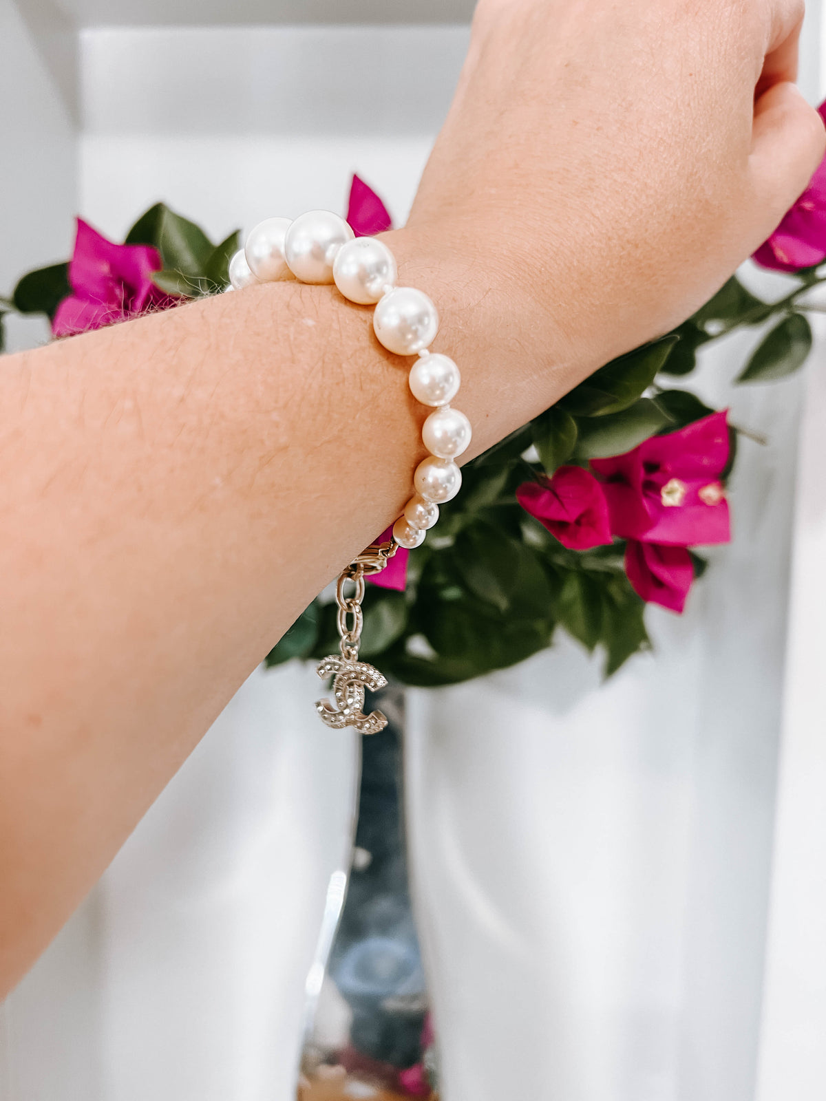 Chanel Graduated Pearl Crystal CC Bracelet