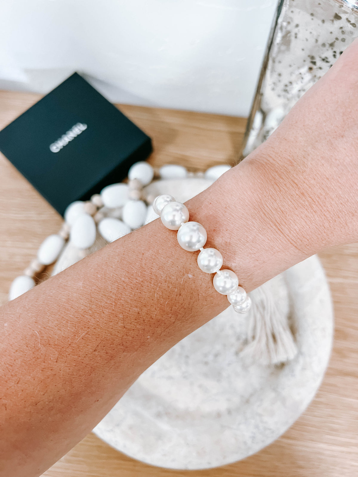Chanel Graduated Pearl Crystal CC Bracelet