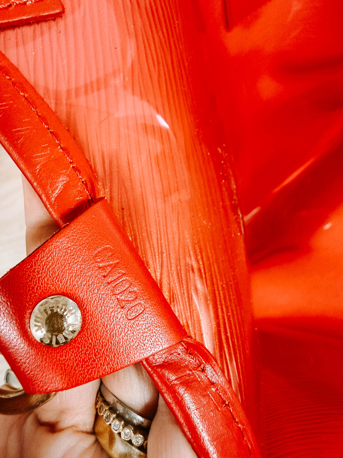 Pre-Owned Louis Vuitton Red Epi Leather Texture PVC and Leather LV Embossed Beach Bag