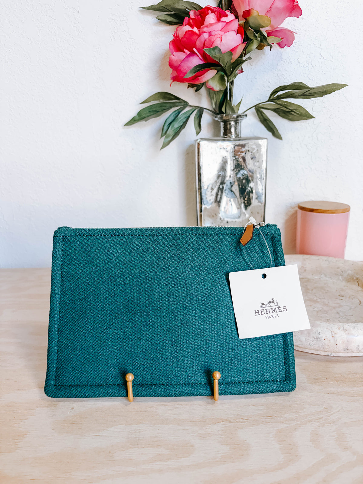 Pre-Owned Hermes Flat Pouch H Natte Merino Wool - Cedre