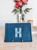 Pre-Owned Hermès Flat Pouch H Natte Merino Wool – Bleu Abysse