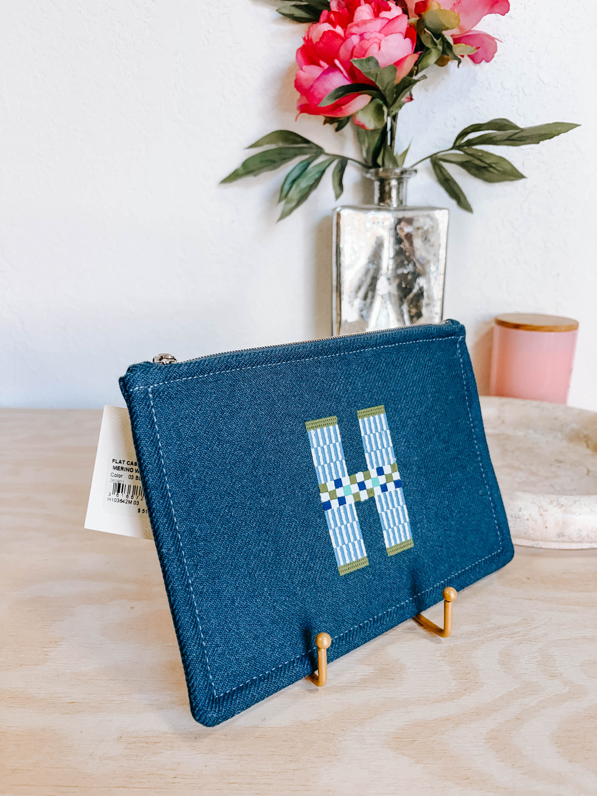 Pre-Owned Hermès Flat Pouch H Natte Merino Wool – Bleu Abysse