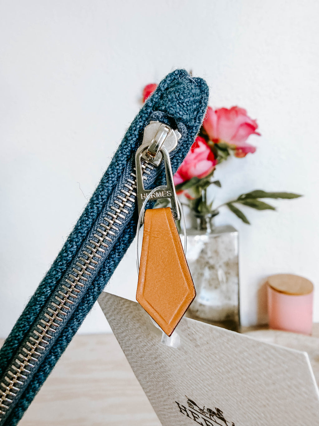 Pre-Owned Hermès Flat Pouch H Natte Merino Wool – Bleu Abysse
