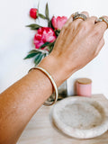 Pre-Owned Hermes Pink and Yellow Ombre Enamel Thin Bangle Gold