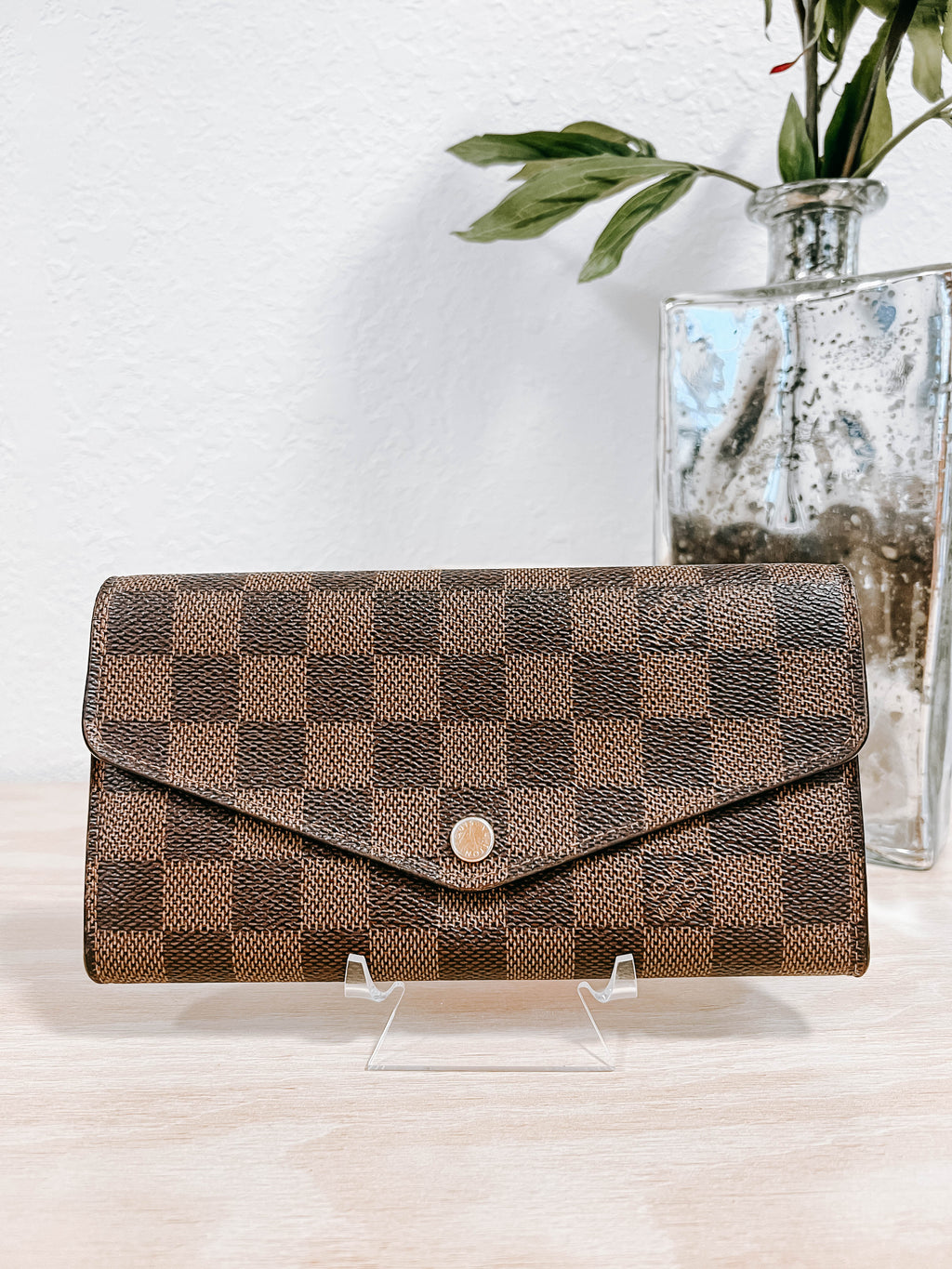 Louis Vuitton Damier Ebene Sarah NM Wallet Rose Ballerine