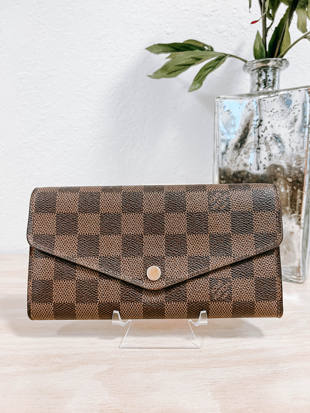 Louis Vuitton Damier Ebene Sarah NM Wallet Rose Ballerine